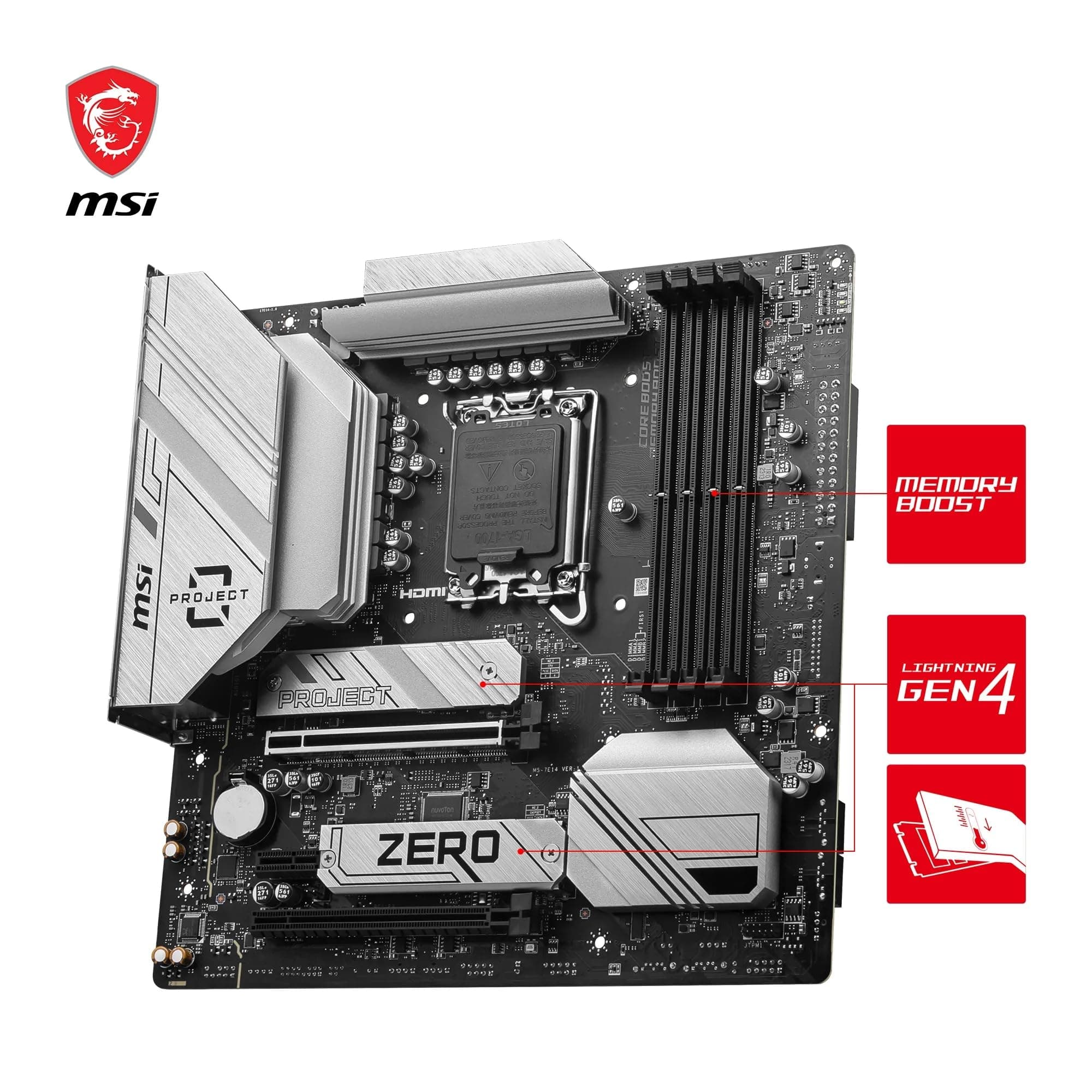 MSI B760M Project Zero Mainboard, Back Connect mATX - Unterstützt Intel Core Prozessoren der 14., 13 und 12. Generation LGA 1700, DDR5 7800+MHz/OC, PCIe 5.0 x16, Bild 7