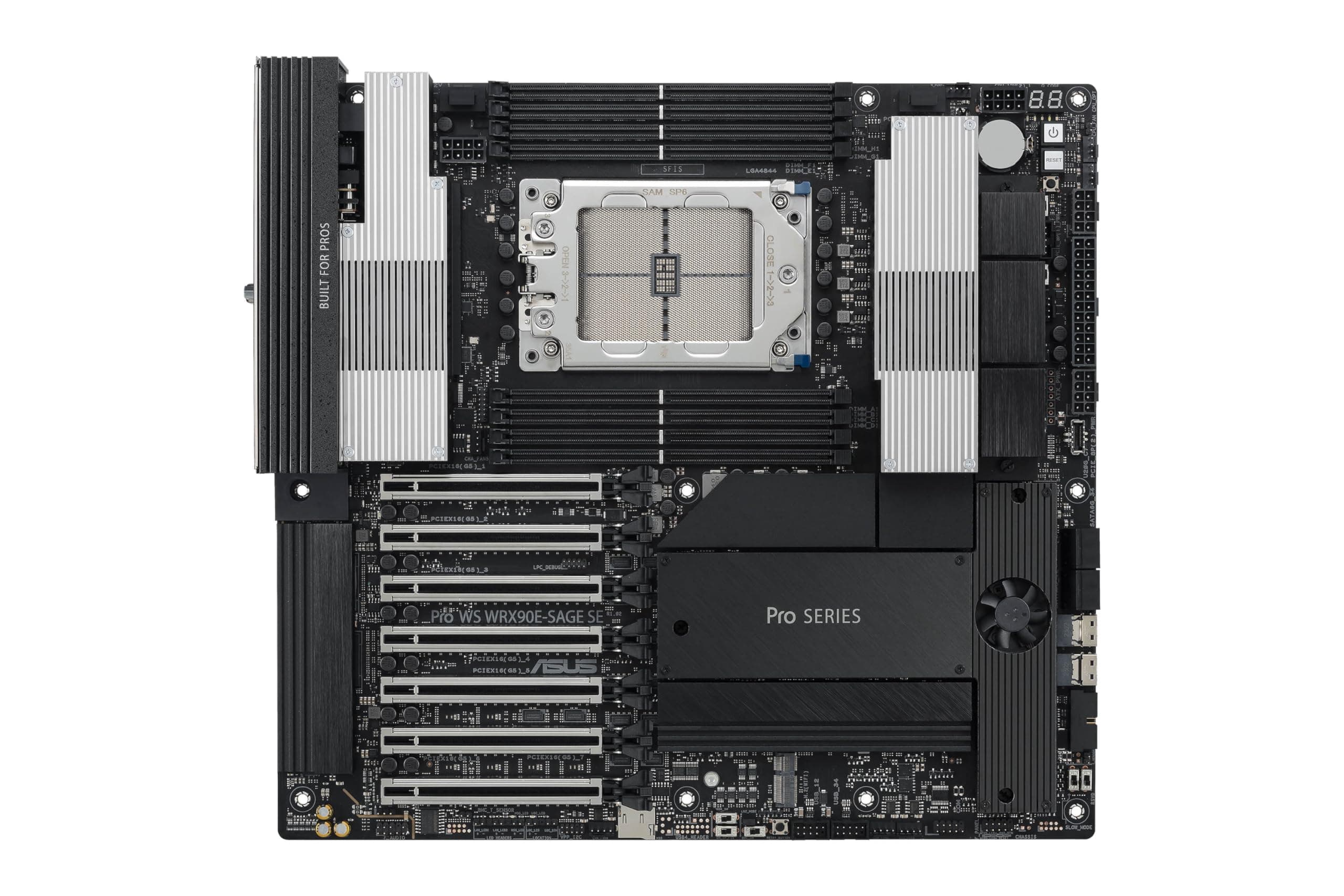 ASUS Pro WS WRX90E-SAGE SE EEB Workstation Mainboard Sockel sTR5 (7 PCIe 5.0 x16-Steckplätze, Multi-GPU-Unterstützung, 4 PCIe 5.0 M.2-Steckplätze, Dual 10 Gb LAN, PCIe Q-Release Slim), AMD sTR5 E-Sage SE Pro WRX90E Bild 5