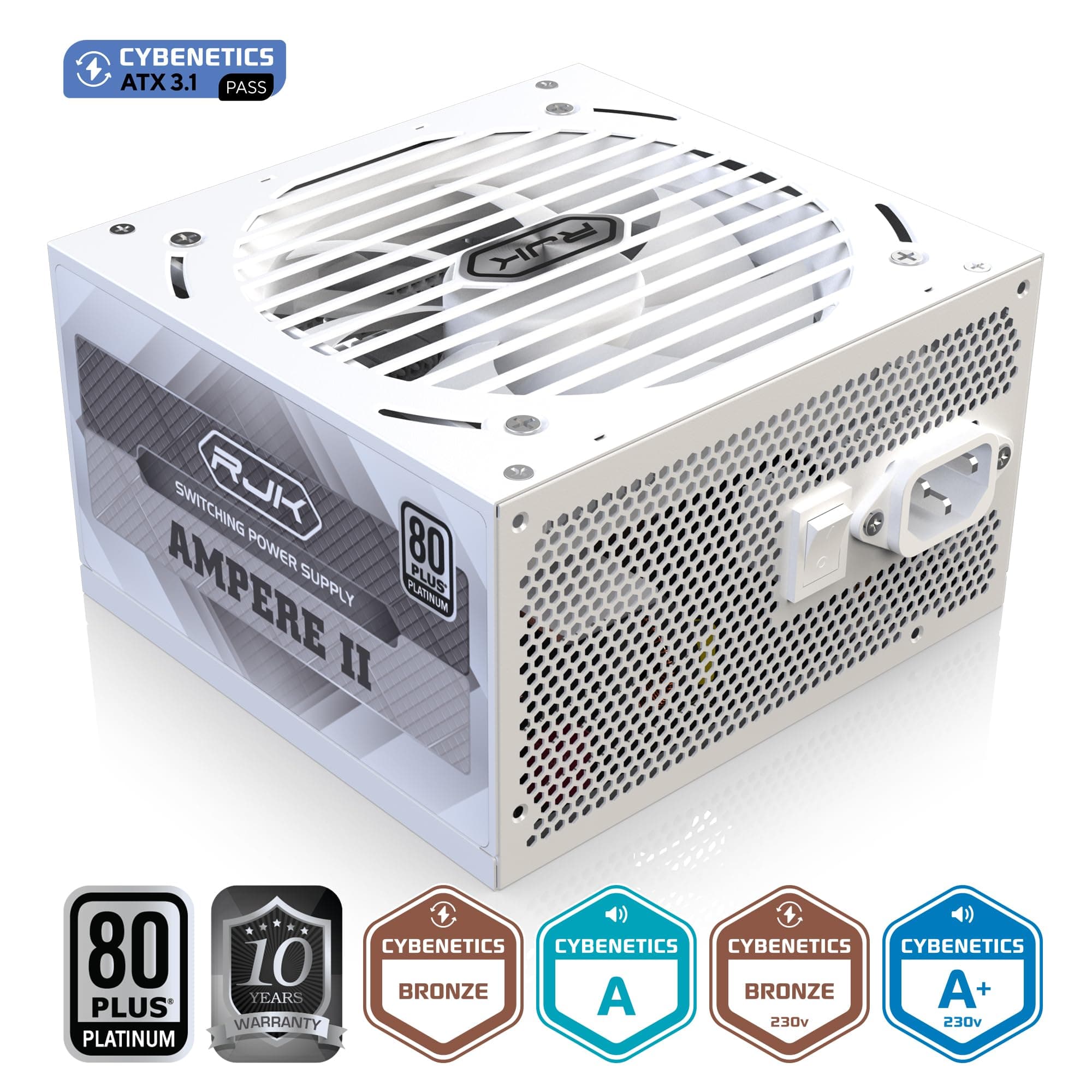 RAIJINTEK Ampere II 1200W Netzteil, 80 Plus Platin, ATX 3.1, Vollmodular, PCIe 5.1 12V-2x6 Anschluss, Kompaktes Design, 10 Jahre Garantie – Weiß Bild 5
