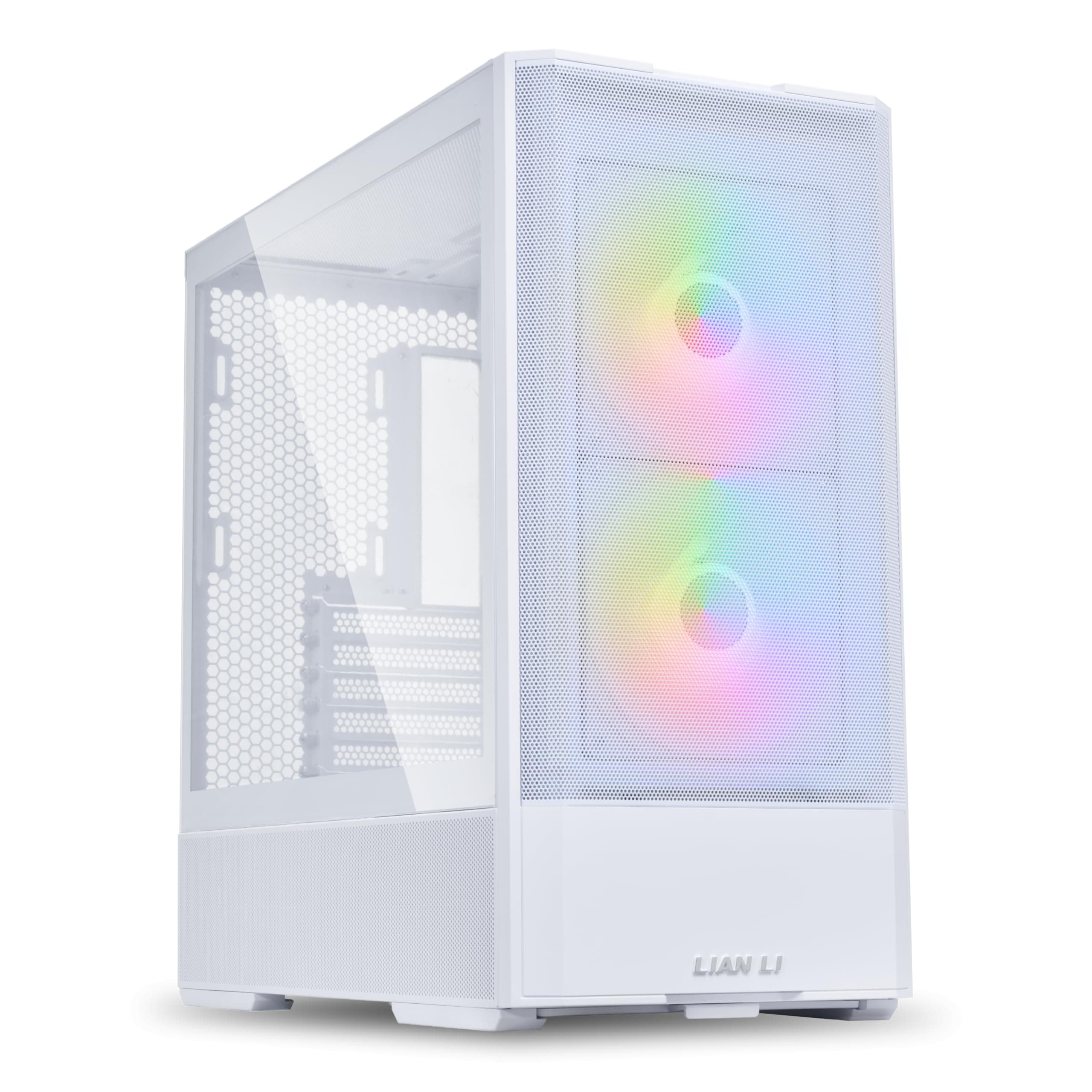 Lian Li LANCOOL 207 Gaming PC Gehäuse ATX Weiß - Midi Tower PC Gehäuse mit RGB-Beleuchtung, Grafikkarten bis 375 mm, bis zu 360 mm Radiator, White Case Stahl, Gehärtetes Glas