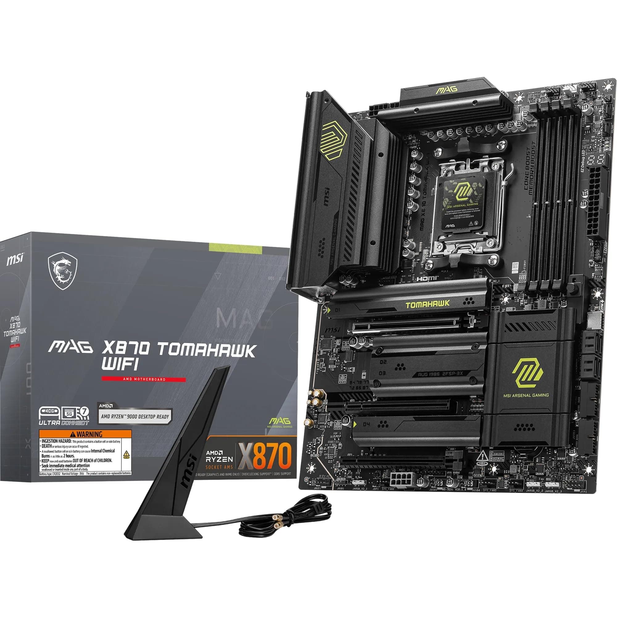MSI MAG X870 Tomahawk WiFi Mainboard, ATX - Unterstützt AMD Ryzen 9000/8000/7000 Prozessoren, AM5-80A SPS VR M, DDR5 Memory Boost 8400+MT/s (OC), PCIe 5.0 x16 & 4.0 x16, M.2 Gen5, Wi-Fi 7, 5G LAN Bild 2