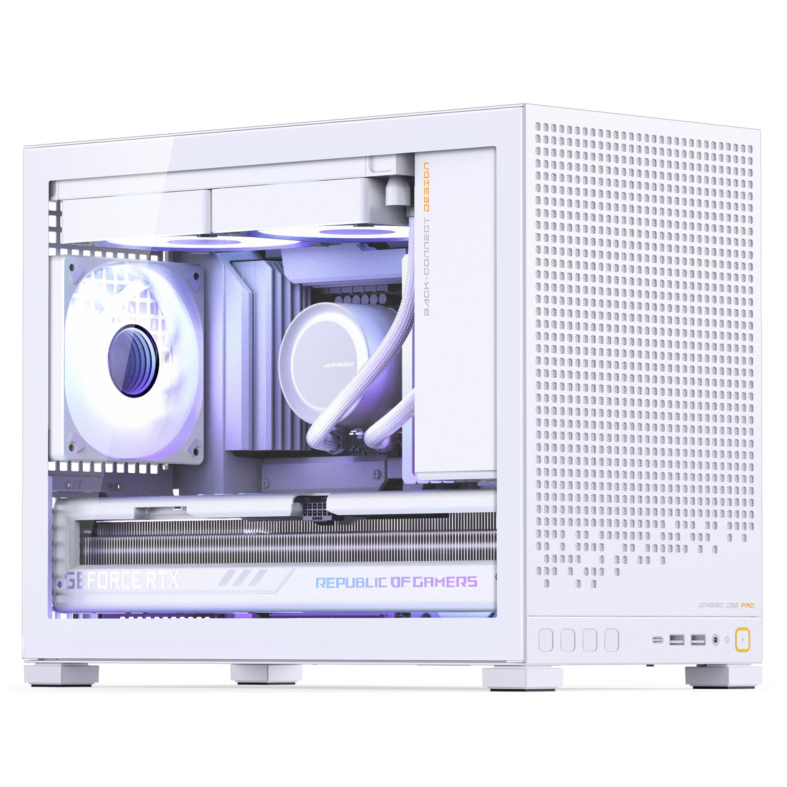 Jonsbo D32 PRO PC-Gehäuse Weiß – Kompaktes mATX-Case mit Back-Connect-Support, Tempered Glass, Staubfiltern & High-End-Kühlung Weiß Tempered Glass Bild 7