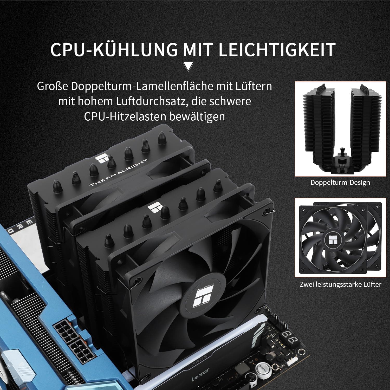Thermalright Phantom Spirit 120 SE BLACK CPU Luftkühler, 7 Heatpipes CPU-Kühler, zwei 120mm PWM Lüfter, AGHP 4.0 Technologie, für AM4/AM5&Intel lga1851/1700/1150/1151/1200, PC Kühler Tower PS120 SE Black Bild 8