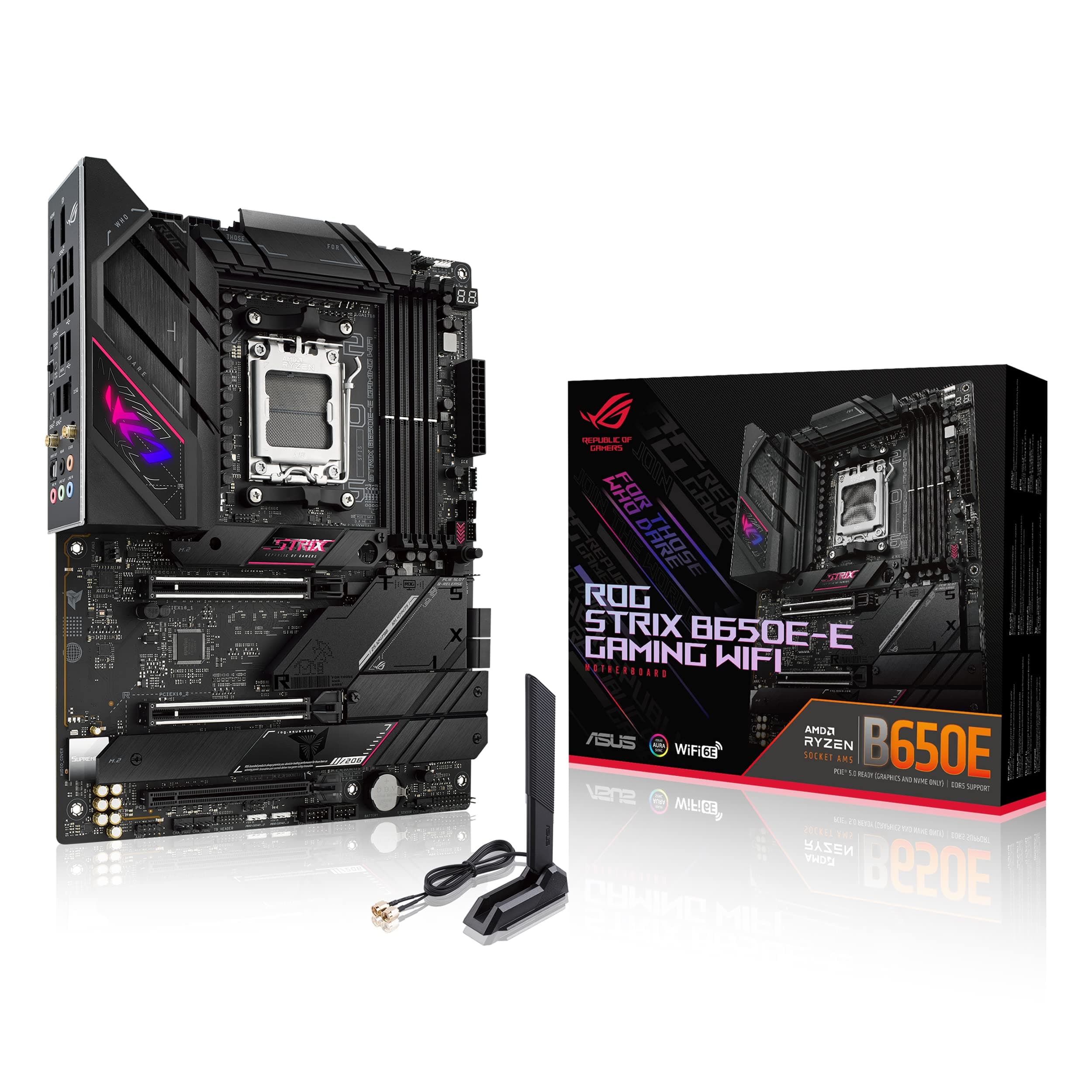 ASUS ROG Strix B650E-E Gaming WiFi Mainboard Sockel AMD AM5 (Ryzen 7000, ATX, DDR5 Speicher, 16+2 Power Stages, USB 3.2 Gen 2x2 Typ-C, PCIe 5.0, Q-Release, WiFi 6E, Aura Sync) Bild 2