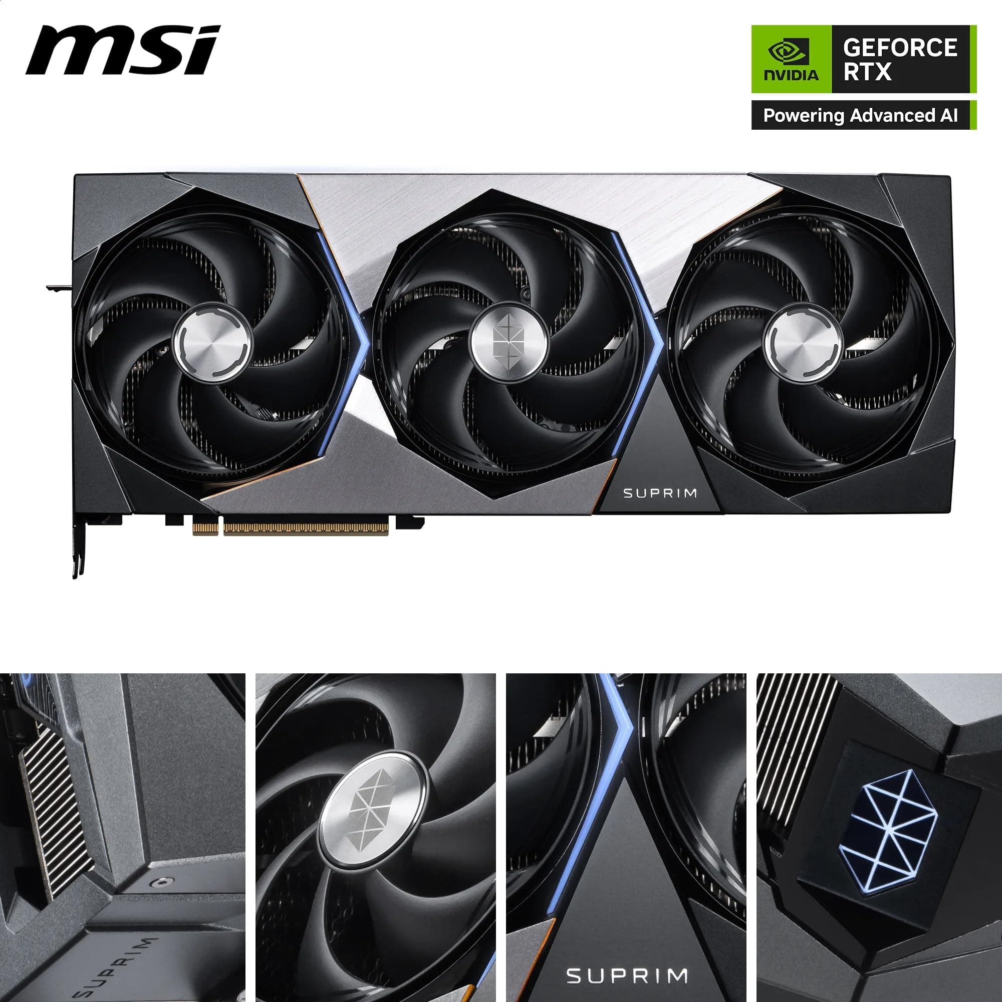 MSI GeForce RTX 5090 32G SUPRIM SOC — 32GB GDDR7 (28Gbps/512-bit), PCIe 5, Boost: 2565 MHz, HDMI 2.1b, DisplayPort 2.1b Bild 4