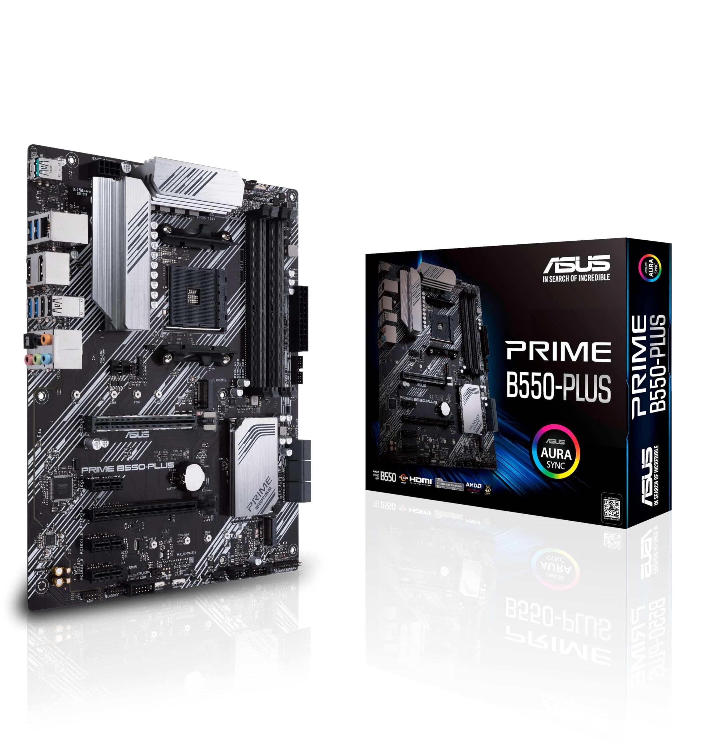 ASUS Prime B550-Plus Gaming Mainboard Sockel AM4 (ATX, Ryzen, PCIe 4.0, 2X M-2, 1Gbit/s-Ethernet, SATA 6Gbit/s, USB 3.2 Gen 2 Typ-A/C, Unterstützung für Aura Sync RGB Header) Bild 2