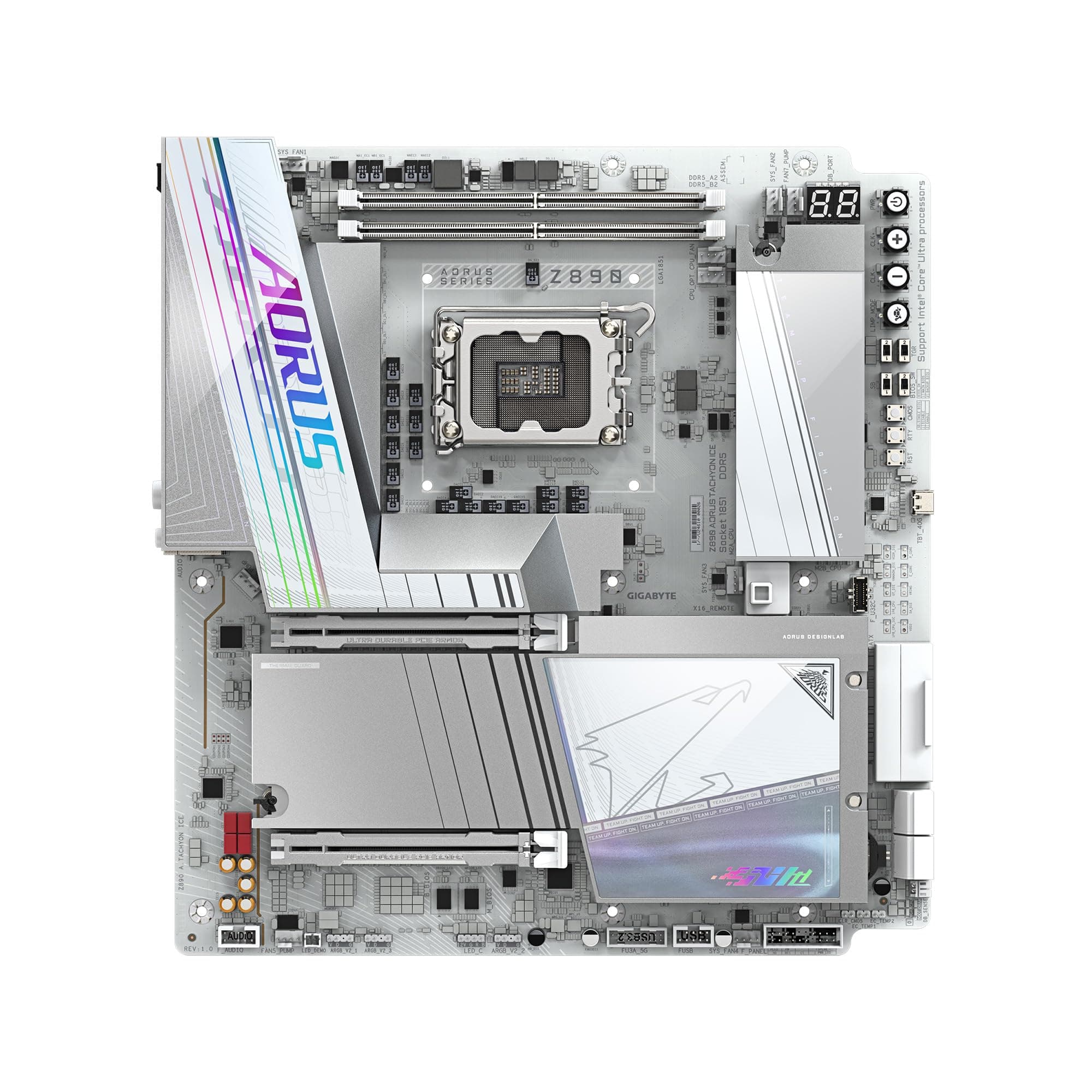 GIGABYTE Z890 AORUS Tachyon Ice Intel Core Ultra (Serie 2) LGA 1851 Motherboard, E-ATX, DDR5, 4X M.2, PCIe 5.0, Thunderbolt 4, WIFI7, 5GbE LAN, D5 Bionic Corsa Bild 3