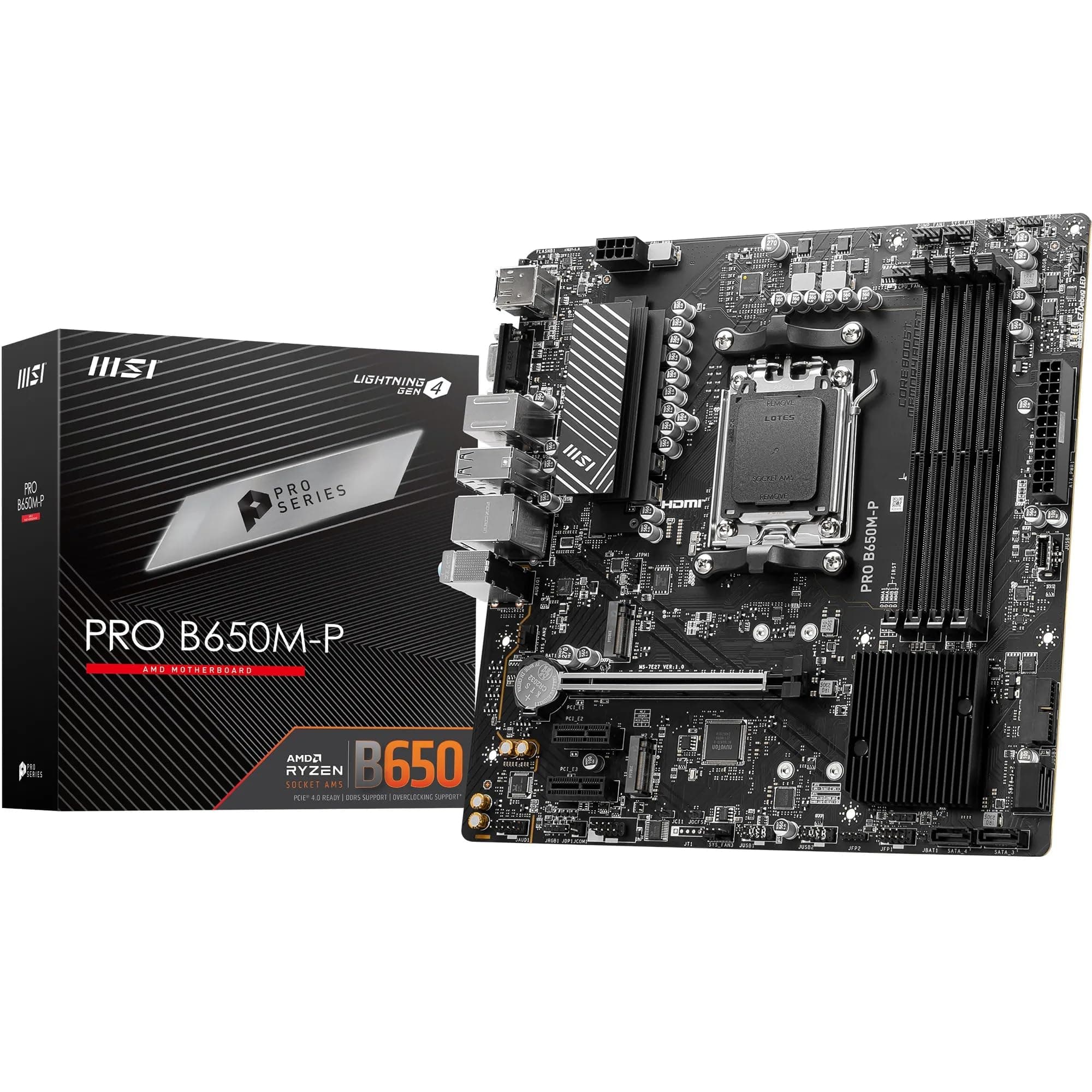 MSI PRO B650M-P Motherboard, Micro-ATX - Unterstützt Ryzen 9000, 8000 & 7000 Series Prozessoren, AM5 - DDR5 Memory Boost 6000+MHz/OC, 1 x PCIe 4.0 x16, 2 x M.2 Gen4, 2.5G LAN Bild 2