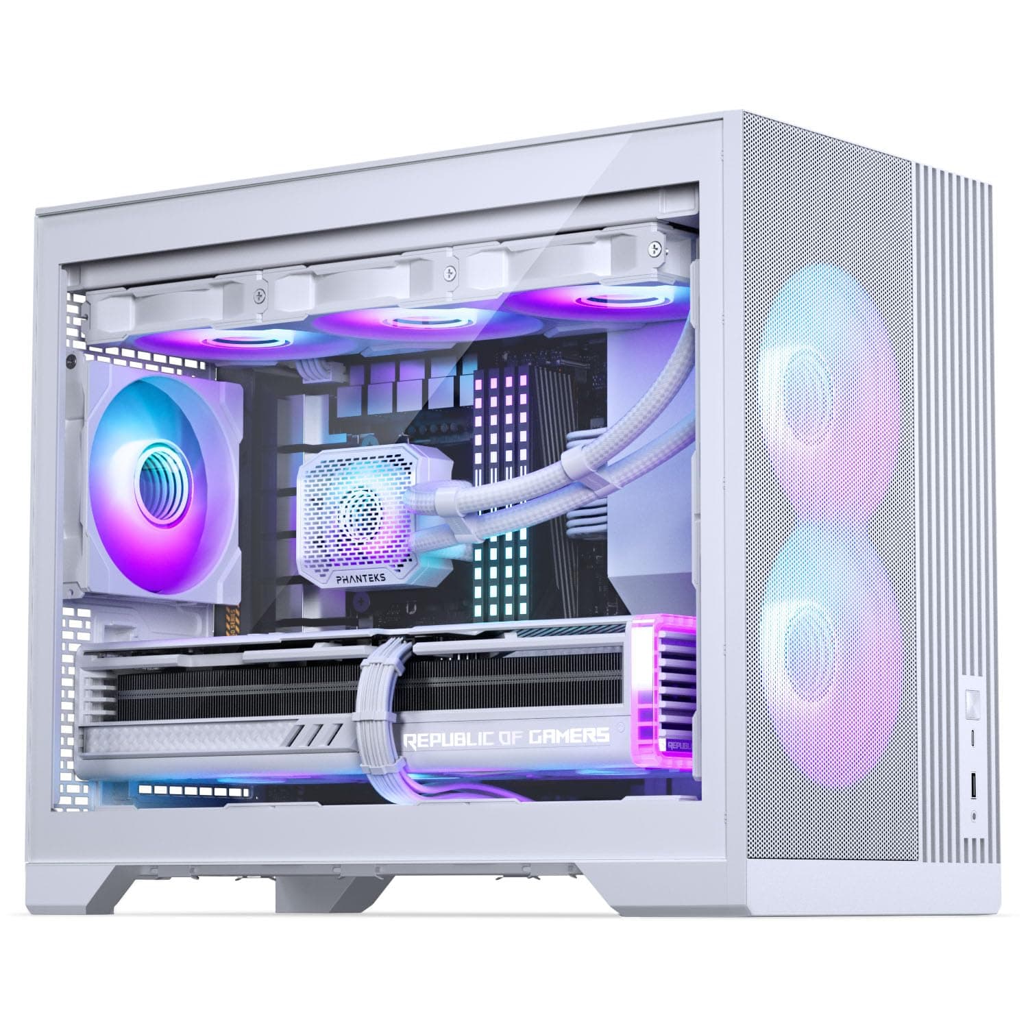 Phanteks XT M3 Mini-Tower PC-Gehäuse Weiß – Kompaktes Micro-ATX Case mit Tempered Glass, Unterstützung für 360-mm-Radiator & 430-mm-Grafikkarten – Ohne Lüfter Bild 3