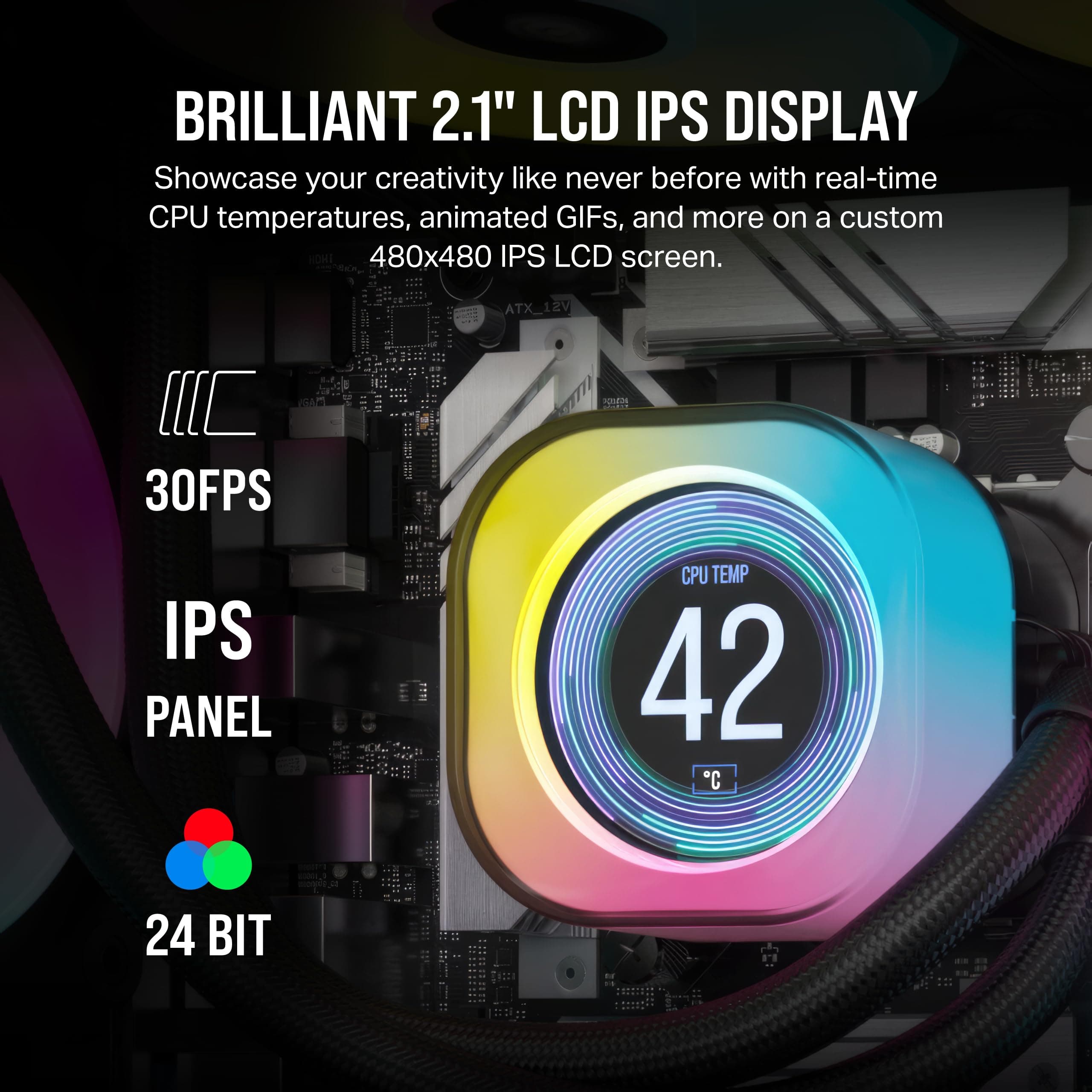 CORSAIR iCUE LINK H100i LCD-Flüssig-CPU-Kühler - 240mm AIO - QX120 RGB-Lüfter - 2,1" IPS-LCD-Bildschirm - Passend Für Intel LGA 1700, AMD AM5 - iCUE LINK System Hub im Lieferumfang Enthalten - Schwarz Schwarz 240mm AIO Bild 7