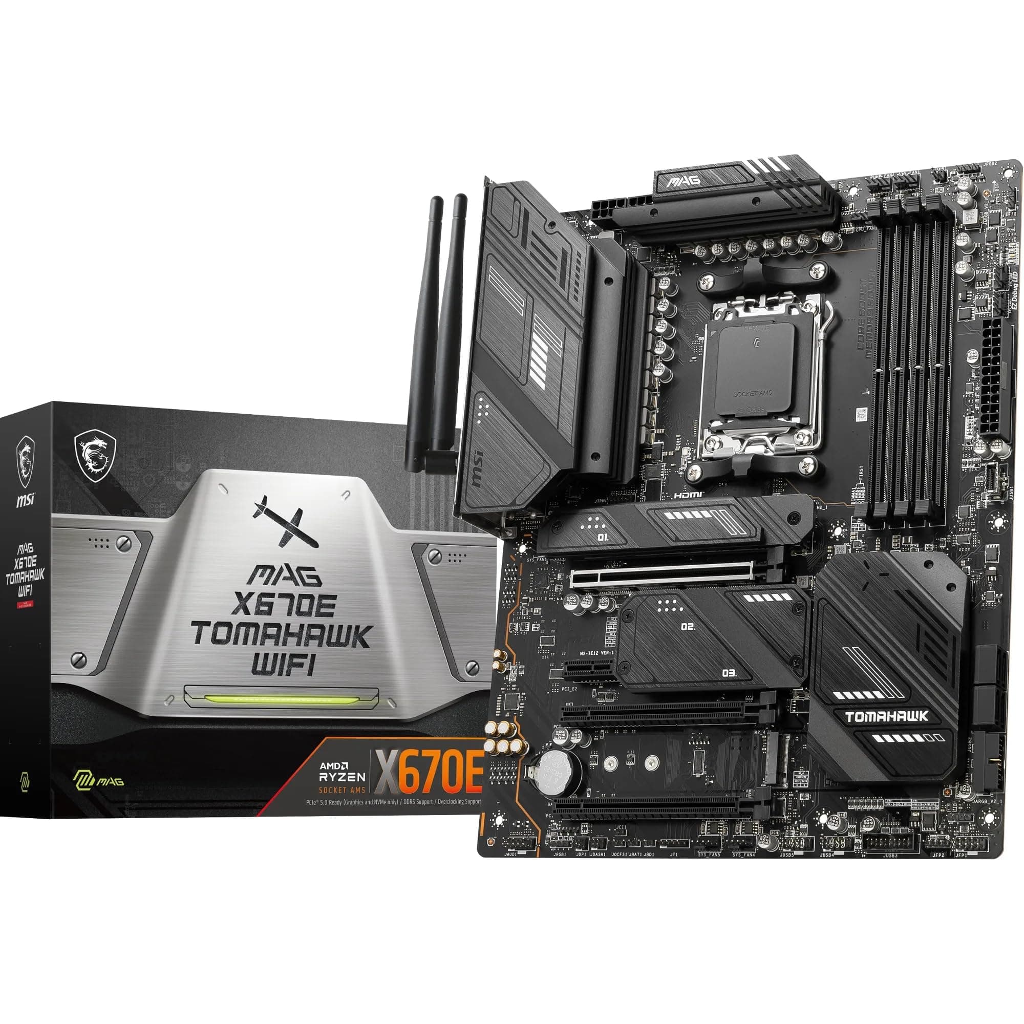 MSI MAG X670E Tomahawk WiFi Motherboard, ATX - Unterstützt Ryzen 9000, 8000 & 7000 Serie Prozessoren, AM5-80A SPS VRM, DDR5 Memory Boost 6600+MHz/OC, PCIe 5.0 x16, M.2 Gen5, Wi-Fi 6E Bild 2