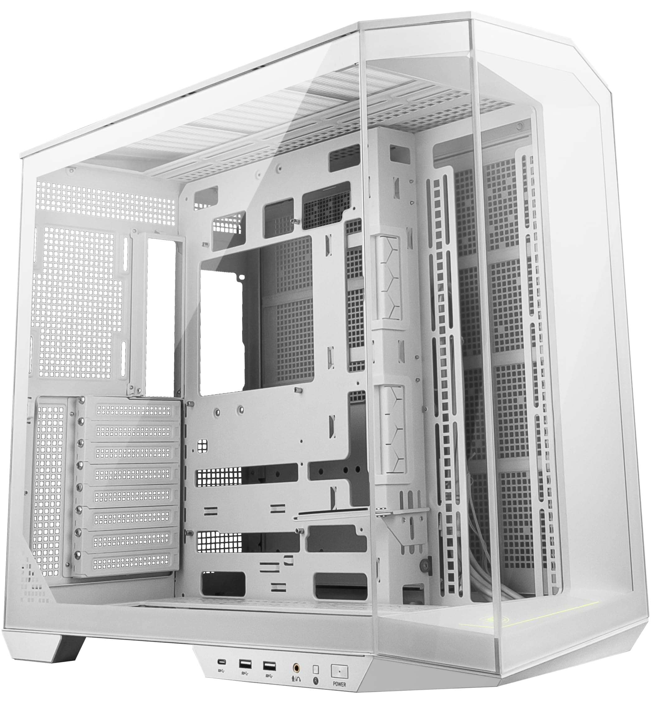 msi MAG PANO 100L PZ White – Premium Mid-Tower Gaming-PC-Gehäuse – Seitenwand aus gehärtetem Glas – Flüssigkeitskühlung unterstützt bis zu 360 mm Kühler – weißes Gehäuse Bild 2