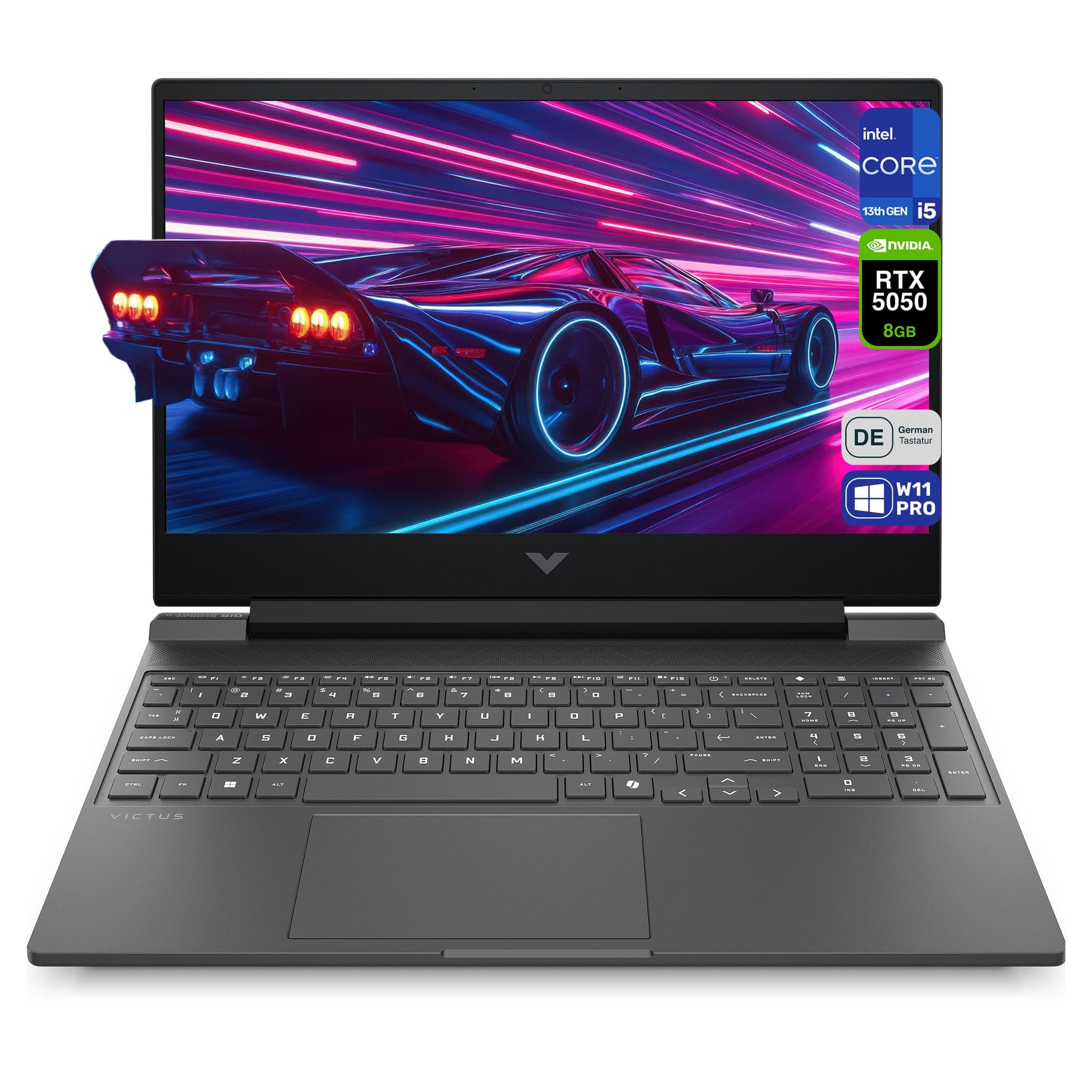 HP Victus 15 Gaming Laptop, Intel Core i5-13420H, 64 GB DDR5 RAM, 1 TB PCIe SSD, 15,6" FHD (1920x1080) IPS 144Hz Display, Nvidia Geforce RTX 5050, Deutsches Tastatur, Windows 11 Pro, Mica Silver 64 GB RAM | 1 TB SSD Windows 11 Pro