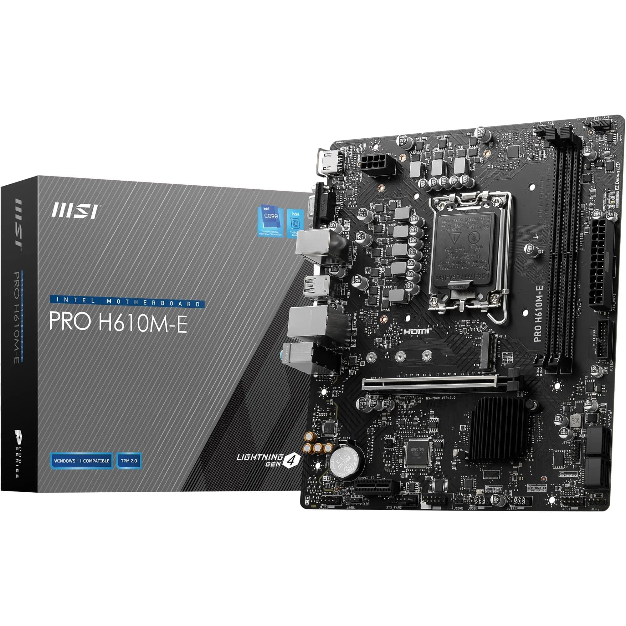 MSI PRO H610M-E Motherboard, Micro-ATX - Unterstützt Intel Core Prozessoren der 12. und 13. Generation, LGA 1700 - DDR5 Memory Boost 5600MHz/MAX, PCIe 4.0 x16 Slot, M.2 Gen3 Slot Bild 2