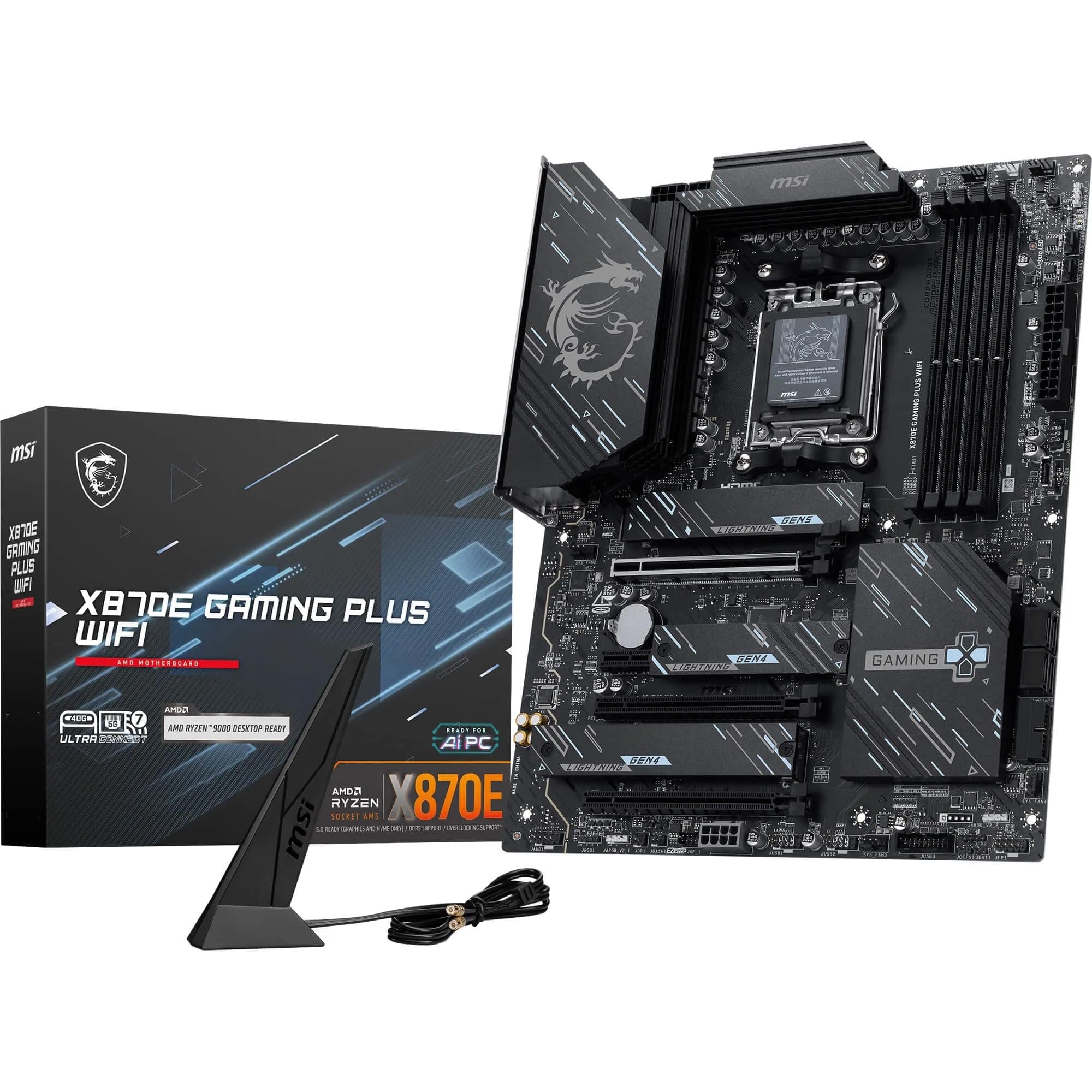 MSI X870E Gaming Plus WiFi Mainboard, ATX - Unterstützt AMD Ryzen 9000/8000 / 7000 Prozessoren, AM5-60A SPS VRM, DDR5 Memory Boost 8200+ MT/s (OC), PCIe 5.0 x16 & 4.0 x4, M.2 Gen5, Wi-Fi 7, 5G LAN Bild 2