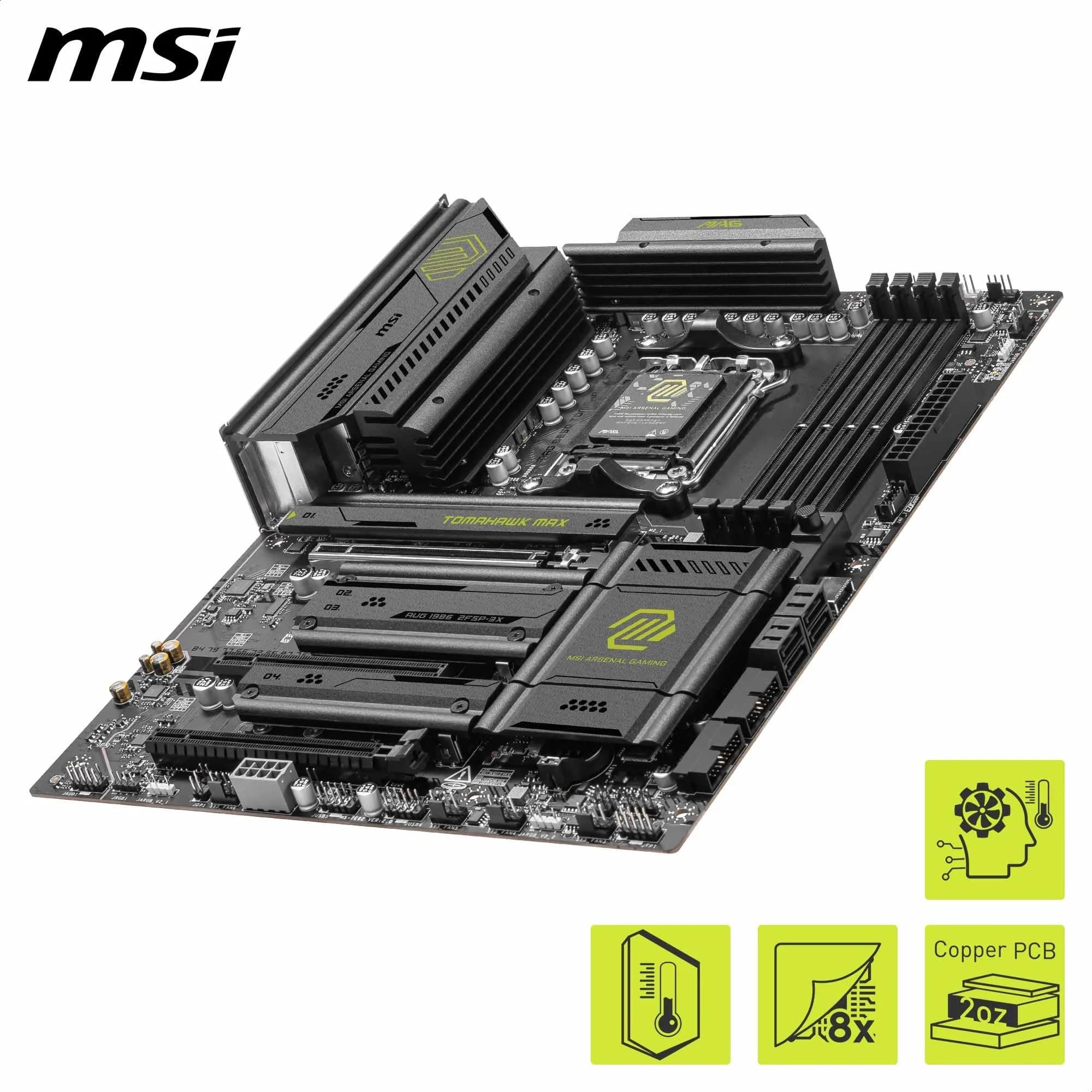 MSI MAG B850 Tomahawk MAX WiFi Mainboard, ATX - Unterstützt AMD Ryzen 9000/8000/7000 Prozessoren, AM5-80A SPS VRM, DDR5 Memory Boost 8400+ MT/s (OC), PCIe 5.0 x16, M.2 Gen5, Wi-Fi 7, 5G LAN Bild 7