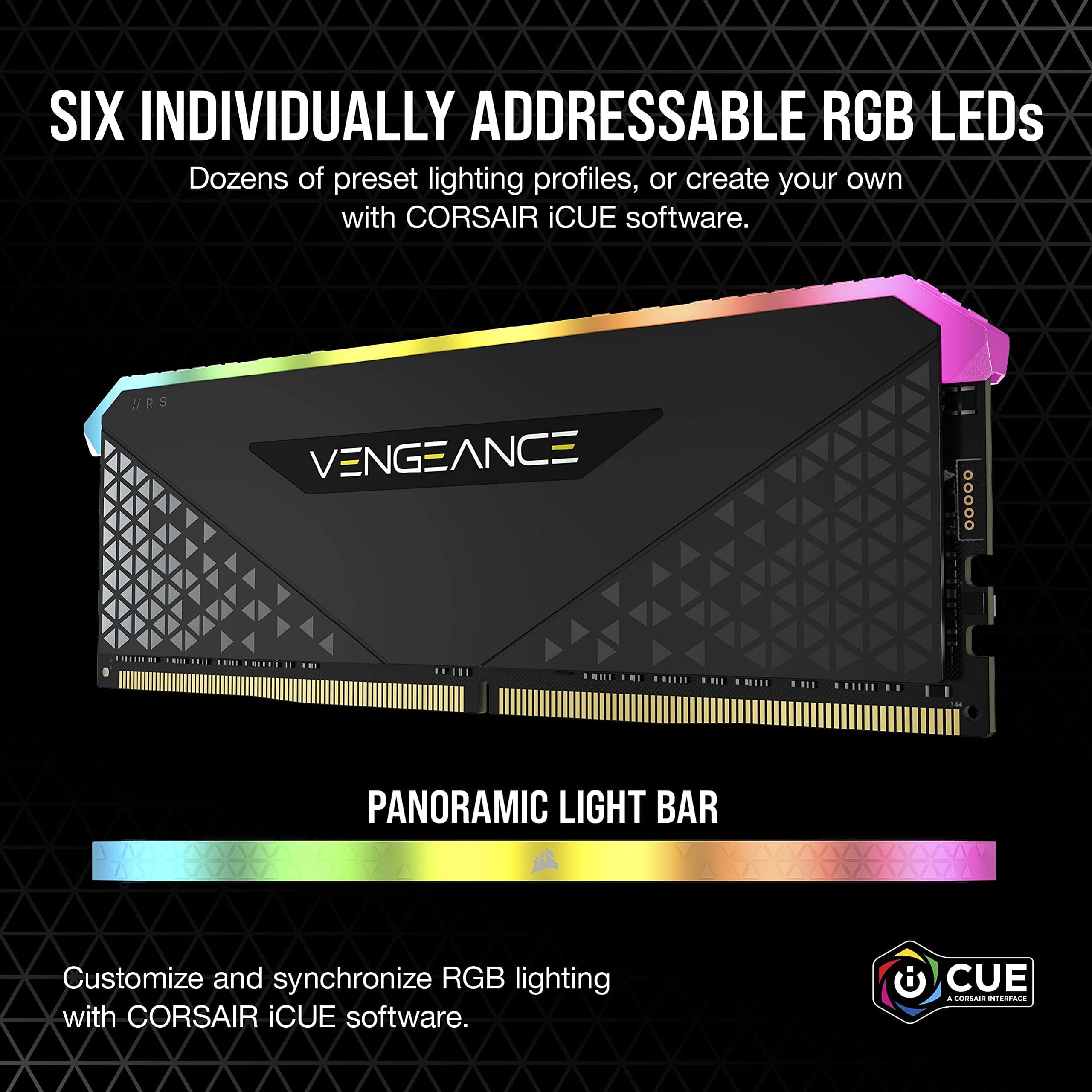 Corsair Vengeance RGB RS 32 GB (2 x 16 GB) DDR4 3.200MHz C16 Arbeitsspeicher (Dynamische RGB-Beleuchtung, Kompatibilität mit Intel & AMD 300/400/500 Series) Schwarz, CMG32GX4M2E3200C16 Bild 5
