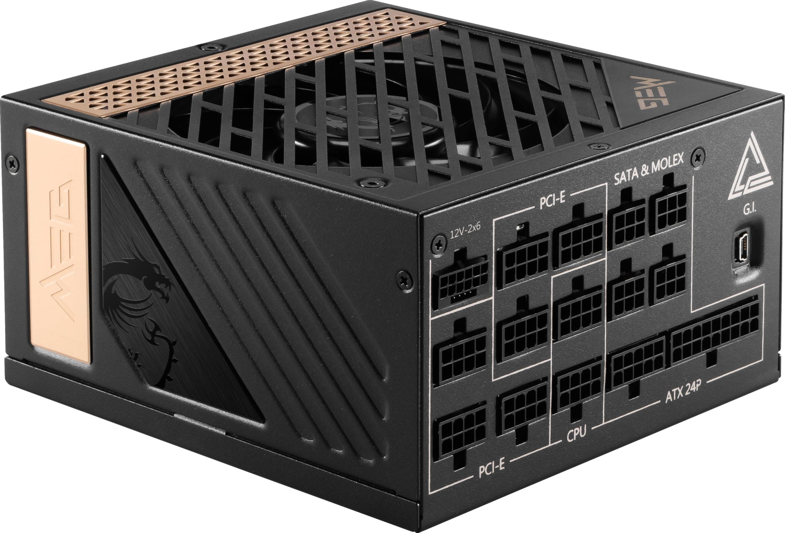 MSI MEG Ai1300P PCIE5 Netzteil, EU Stecker, 1300W, 80 Plus Platinum, vollmodularer ATX 3.0, unterstützt PCIe 5.0 GPU, japanische Kondensatoren, Gaming Intelligence, ummantelte Kabel 1300W PCIE5
