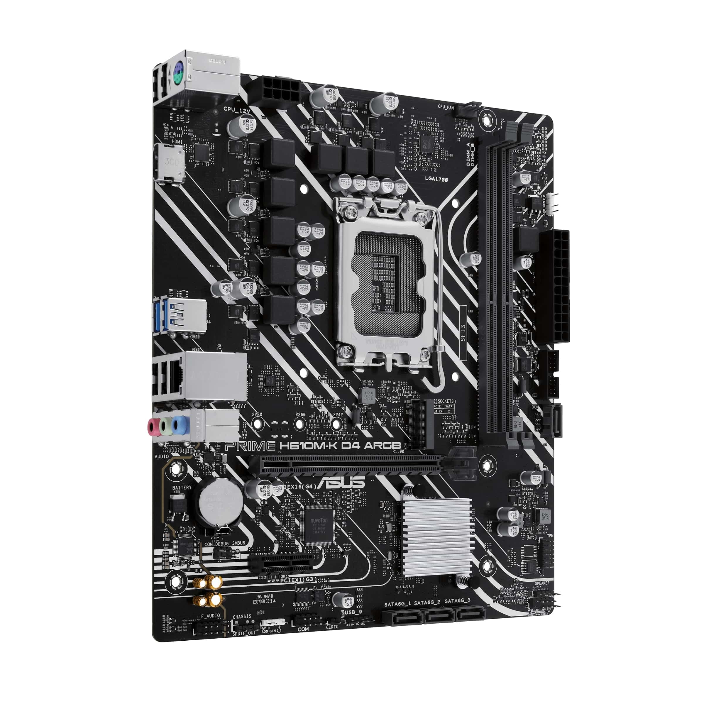 ASUS Prime H610M-K D4 ARGB Gaming Mainboard Sockel Intel LGA 1700 (Micro-ATX, DDR4, PCIe 4.0, M.2, HDMI, SATA 6 Gbit/s, AI Noise Cancelation, Aura Sync) Bild 5