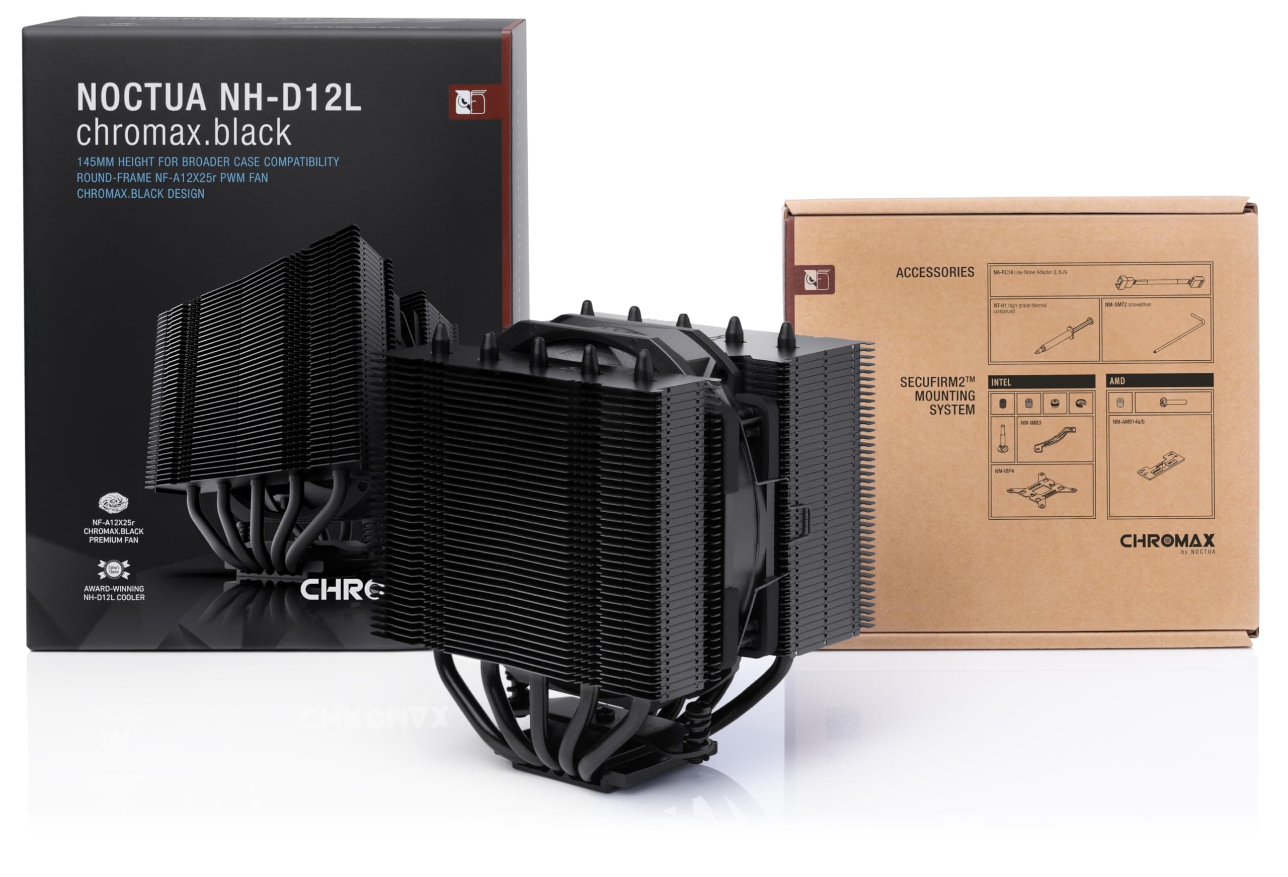 Noctua NH-D12L chromax.black, Low-Profile Dual-Tower CPU Kühler (120mm, Schwarz) Bild 7