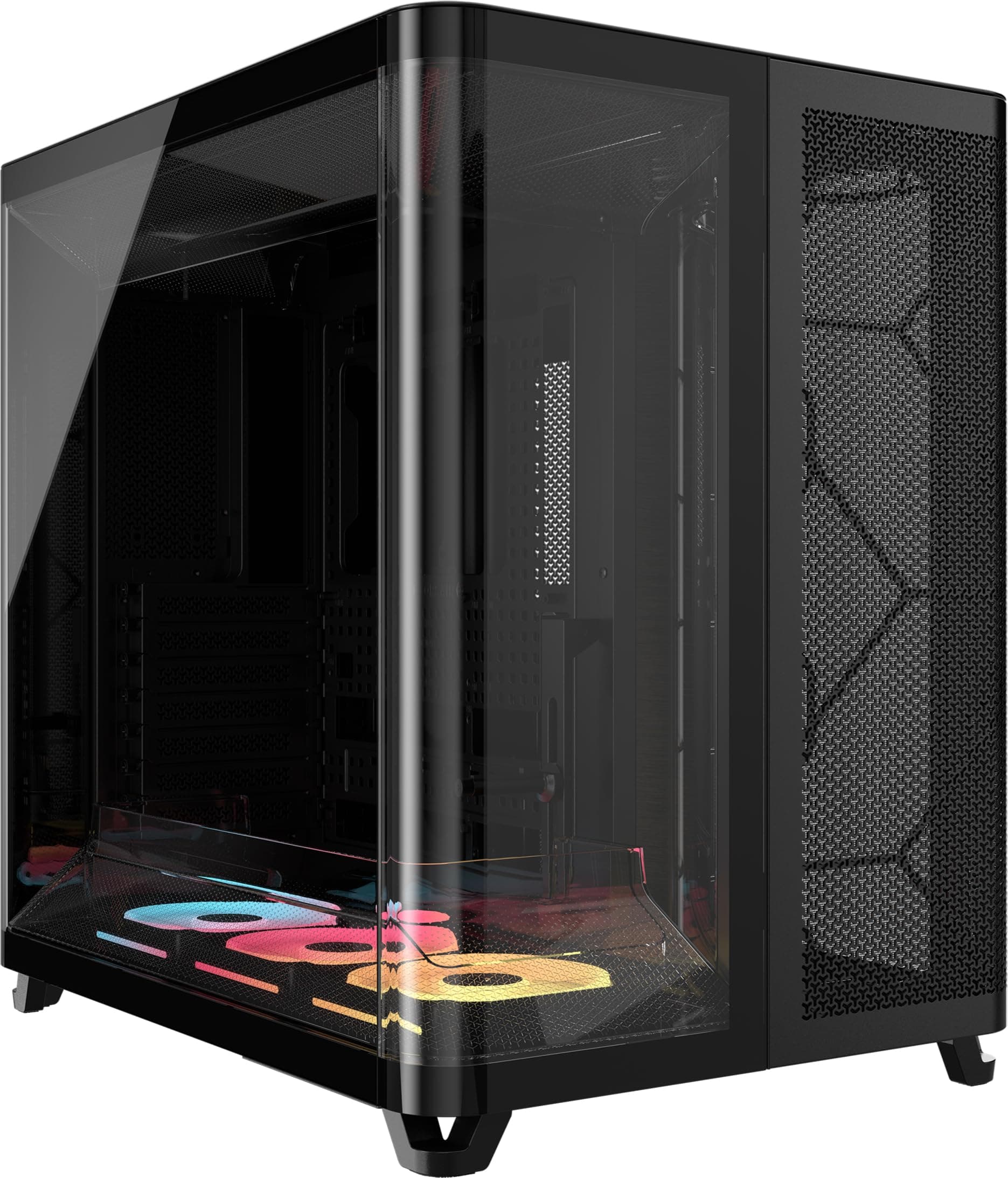 CORSAIR AIR 5400 LX-R RGB iCUE LINK Mid-Tower PC-Gehäuse – Schwarz | Dreifach-Kammer, 3x Vorinstallierte Reverse-Rotor LX-R RGB-Lüfter, Reverse Motherboard-Unterstützung