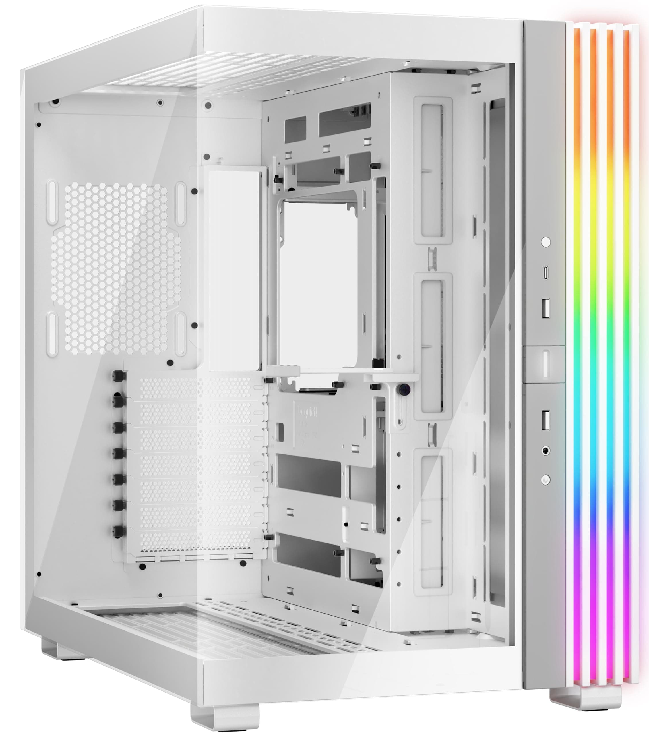 be quiet! Light Base 600 DX White PC-Gehäuse, atemberaubender Panorama-Blick, Show Case, Dual Chamber Design, massiver ARGB LED-Streifen, invertiert und horizontal nutzbar, Backside Connector Design Bild 2