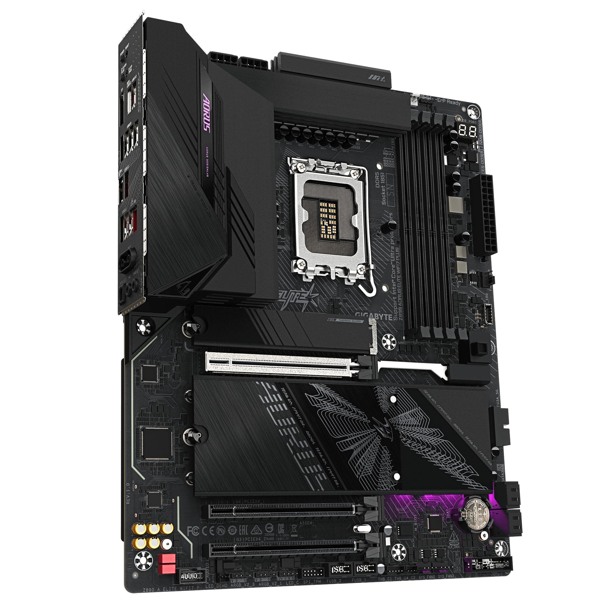 GIGABYTE Z890 AORUS Elite WIFI7 Plus Mainboard – Unterstützt Intel Core Ultra (Serie 2) CPUs, 16+1+2-Phasen-VRM, bis zu 9466 MHz DDR5 (OC), 1× PCIe 5.0 + 3× PCIe 4.0, Wi-Fi 7, 5-GbE-LAN, USB 4 Bild 5