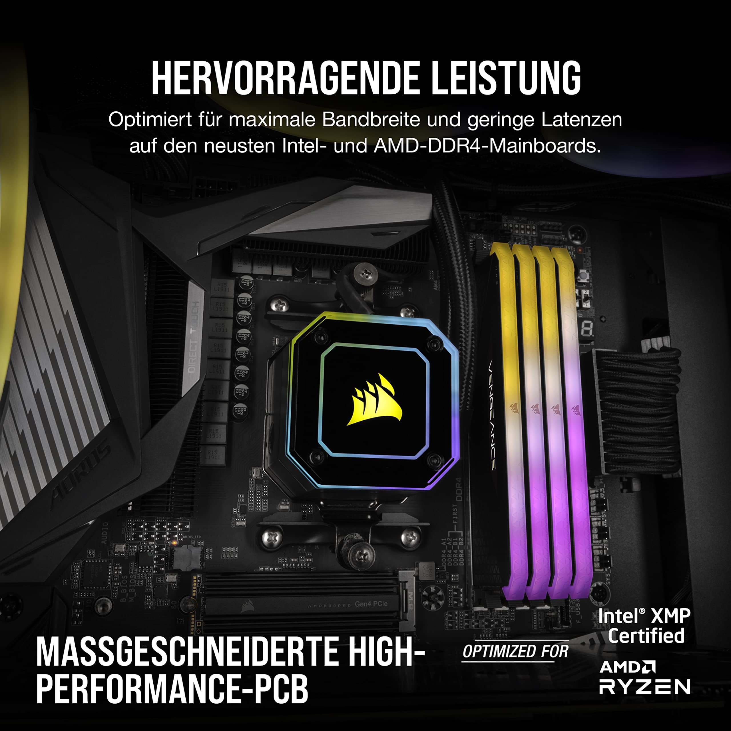 Corsair Vengeance RGB RS 16GB (1x16GB) DDR4 Bis zu 3200MHz C16 Arbeitsspeicher (Dynamische RGB-Beleuchtung, Kompatibilität mit Intel & AMD 300/400/500 Series) Schwarz, CMG16GX4M1E3200C16 1 x 16GB Bild 7