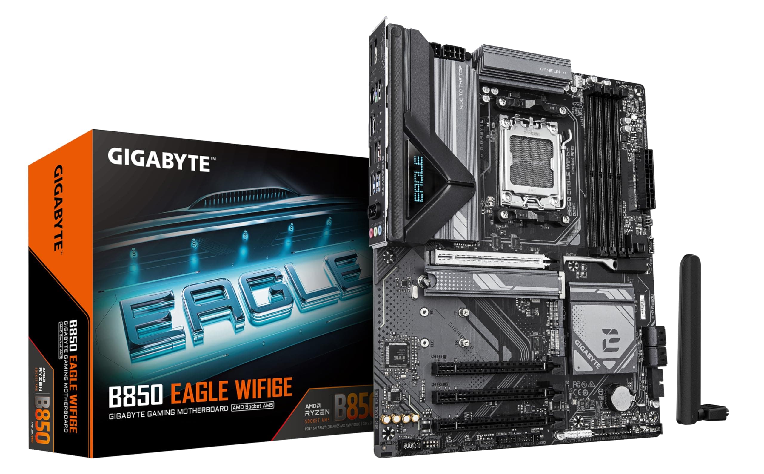 GIGABYTE B850 Eagle WIFI6E Motherboard - AMD Ryzen 9000 Serie CPUs, 8+2+2 Phasen digitales VRM, bis zu 8200MHz DDR5 (OC), 1xPCIe 5.0 + 2xPCIe 4.0 M.2, GbE LAN, WiFi 6E, USB 3.2 Gen 2 Bild 2