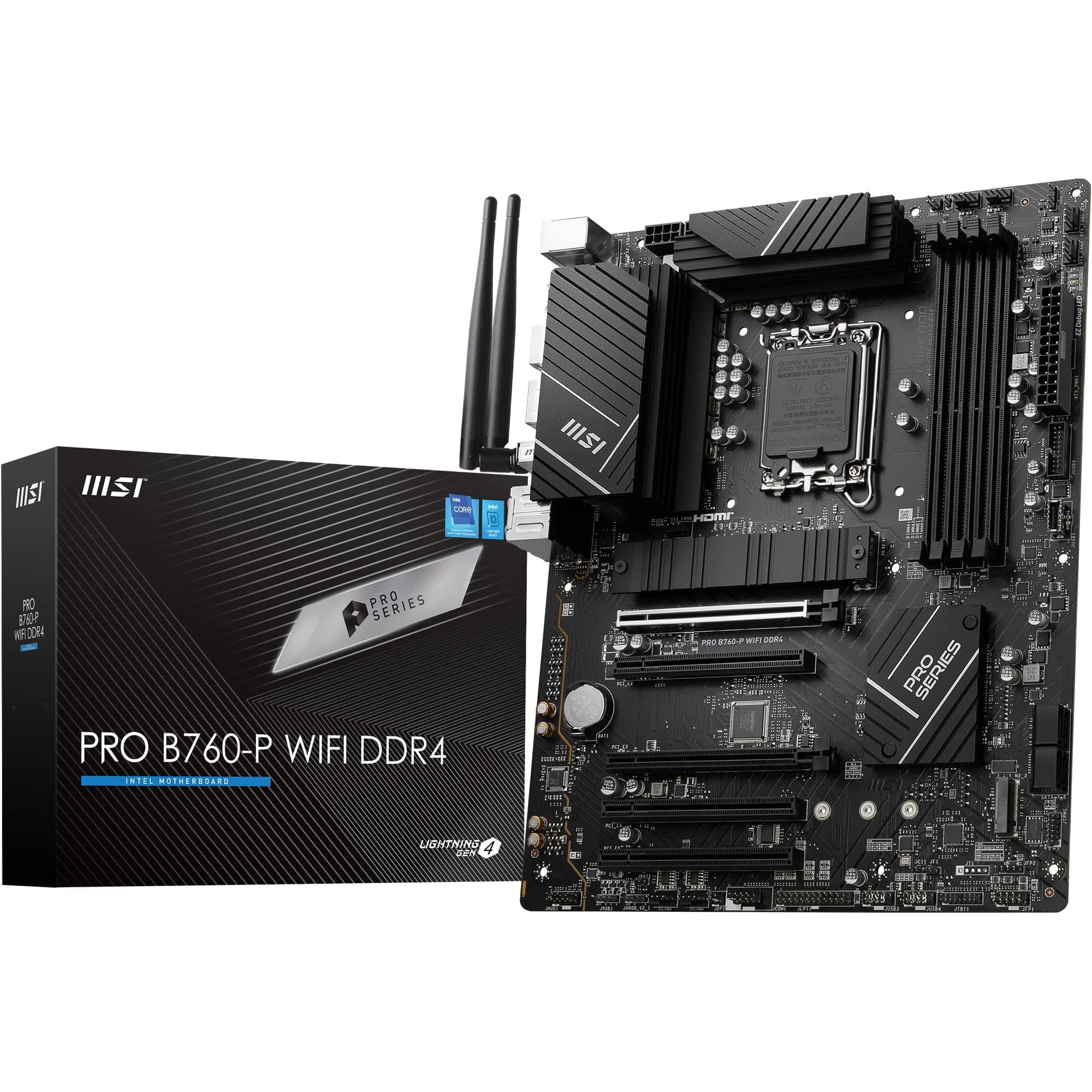 MSI PRO B760-P WiFi DDR4 Mainboard, ATX - Unterstützt Intel 12., 13. & 14. Gen Core Prozessoren, LGA 1700 - DDR4 Memory Boost 5333+MHz/OC, PCIe 4.0 x16 Slots, M.2 Gen4 Slots, 2.5G LAN, Wi-Fi 6E Bild 2