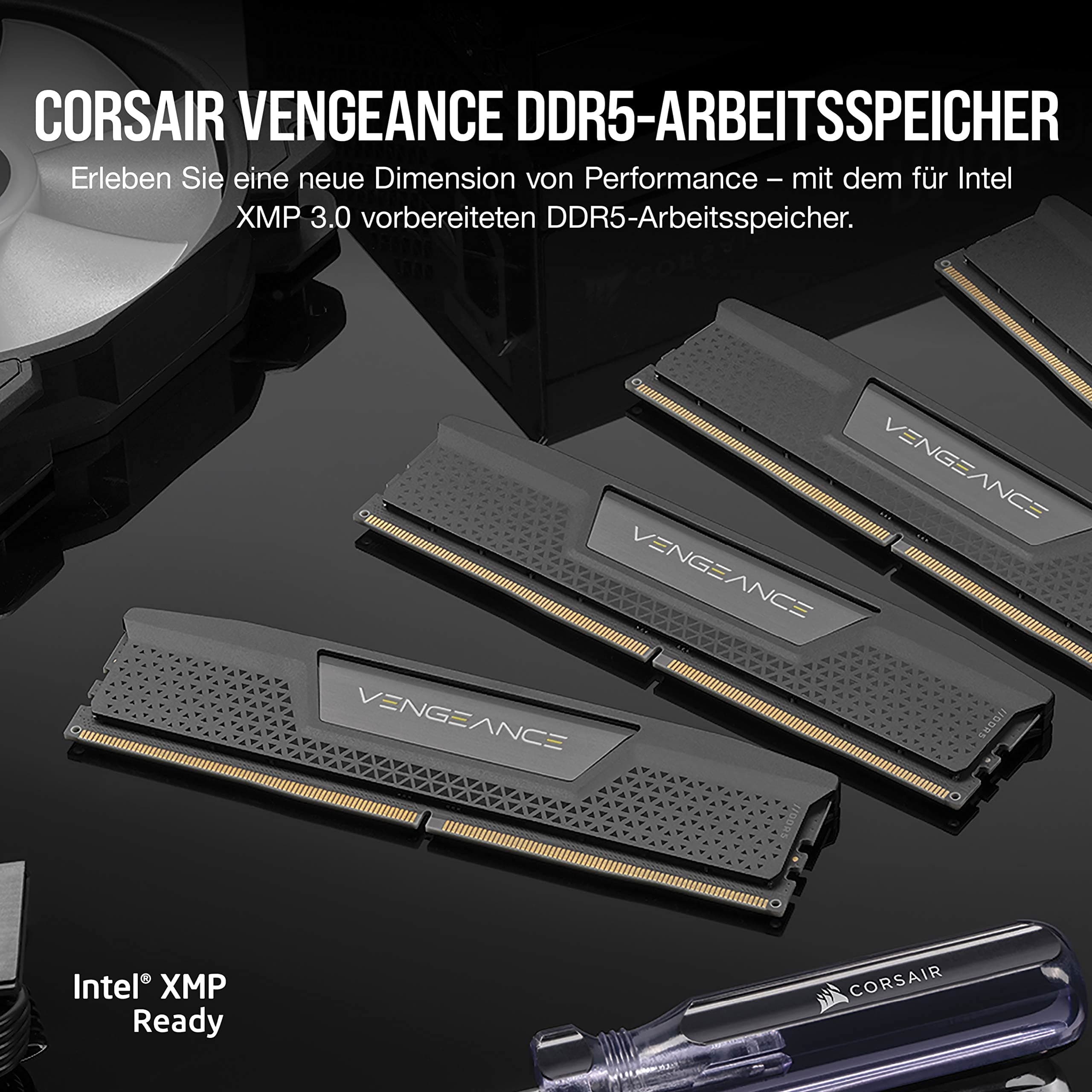CORSAIR VENGEANCE DDR5 RAM 32GB (2x16GB) Bis zu 4800MHz CL40 Intel XMP 3.0 Desktop-Arbeitsspeicher – Schwarz (CMK32GX5M2A4800C40) Bild 3