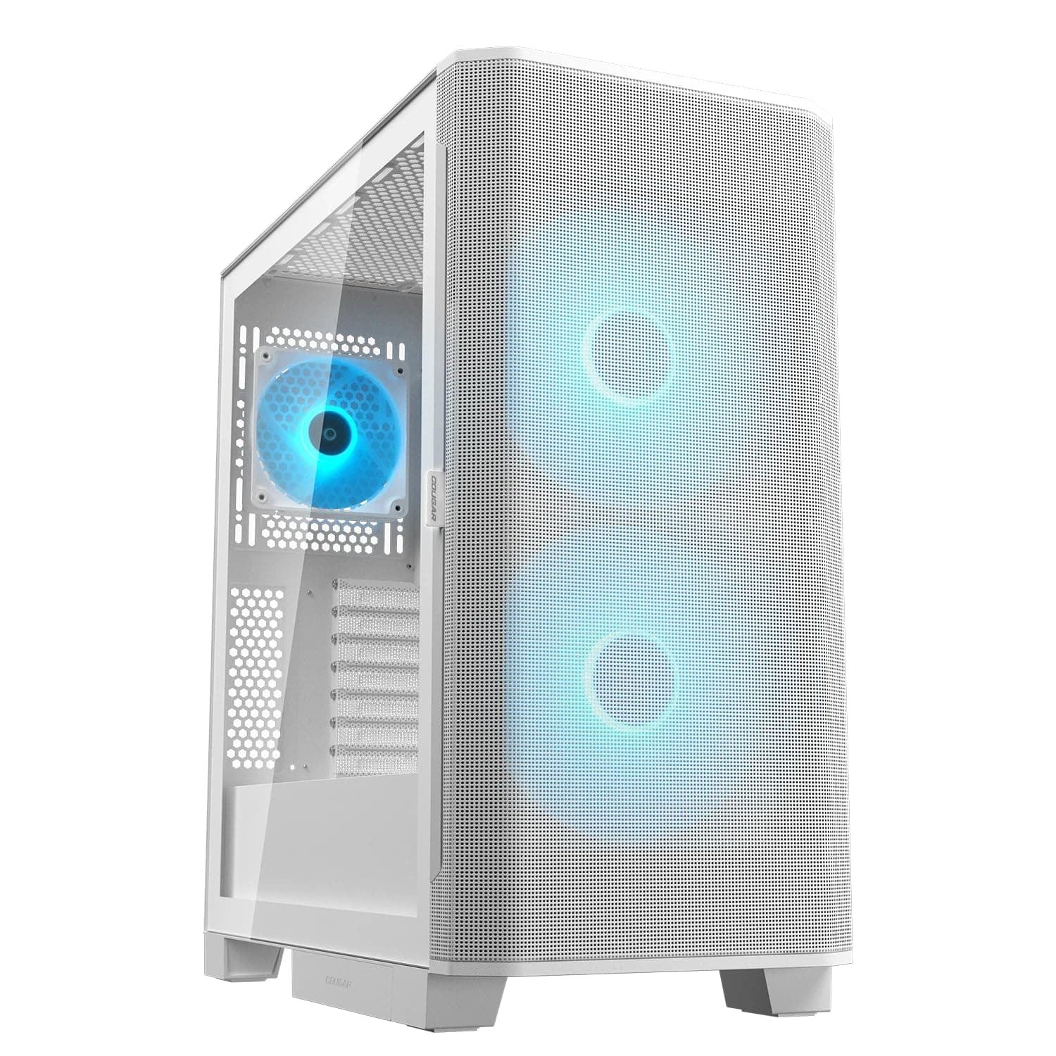 COUGAR AIRFACE Flow, Mid-Tower-Gehäuse, bis zu 10 Lüfter unterstützbar, 2 x 180-mm-ARGB-PWM-Lüfter an der Front, kompatibel mit bis zu 360-mm-AIO-Kühlung, 190-mm-Aircooler (Weiß) Bild 2