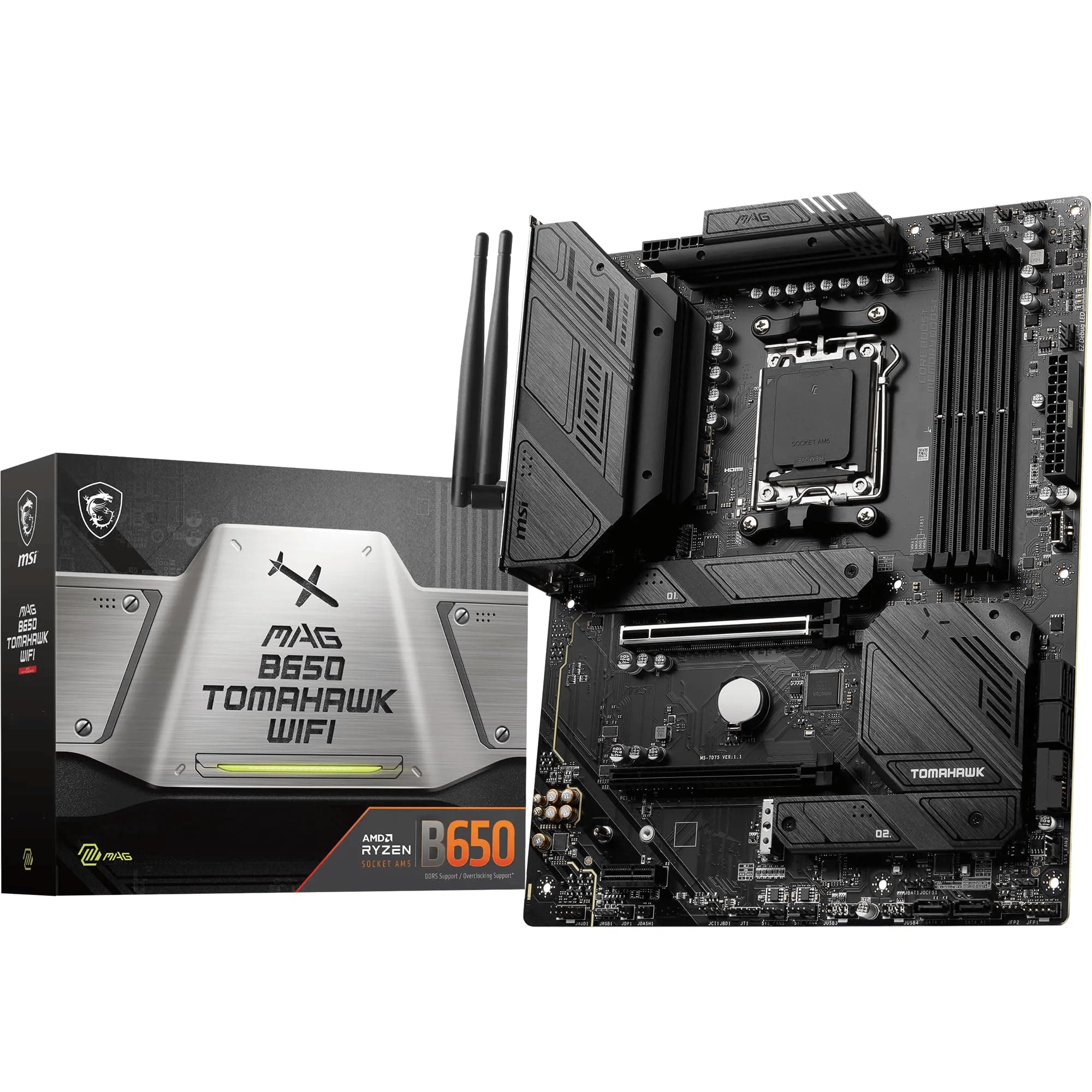 MSI MAG B650 Tomahawk WiFi Mainboard, ATX - Unterstützt Ryzen 9000, 8000 & 7000 Serie Prozessoren, AM5-14 Duet Rail 80A VRM, DDR5 Memory Boost 6400+MHz/OC, 2 x PCIe 4.0 x16, 3X M.2 Gen4, Wi-Fi 6E Bild 2