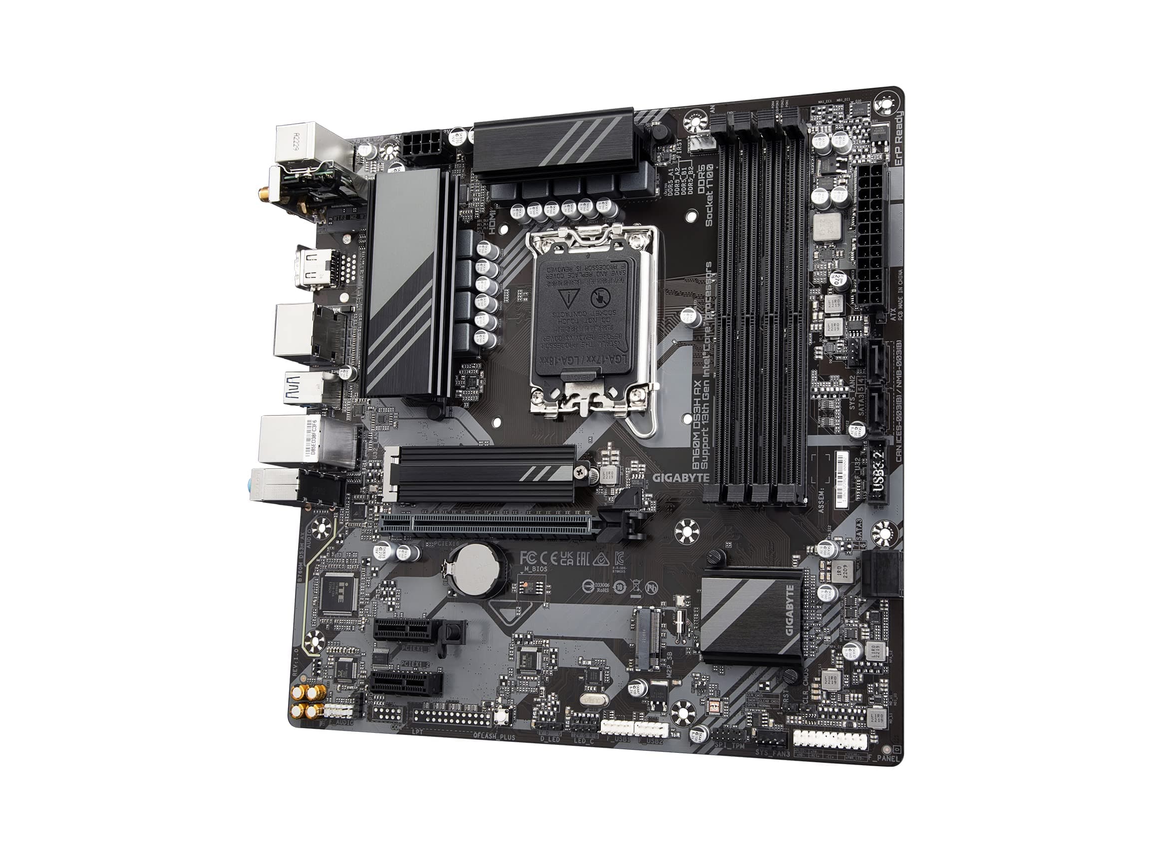 GIGABYTE B760M DS3H AX (LGA 1700/ Intel/ B760/ M-ATX/ DDR5/ 2* M.2/ PCIe 4.0/ USB 3.2 Gen 2 Type-C/WiFi 6E/ 2.5GbE LAN/Q-Flash Plus/PCIe EZ-Latch/Motherboard) Bild 7