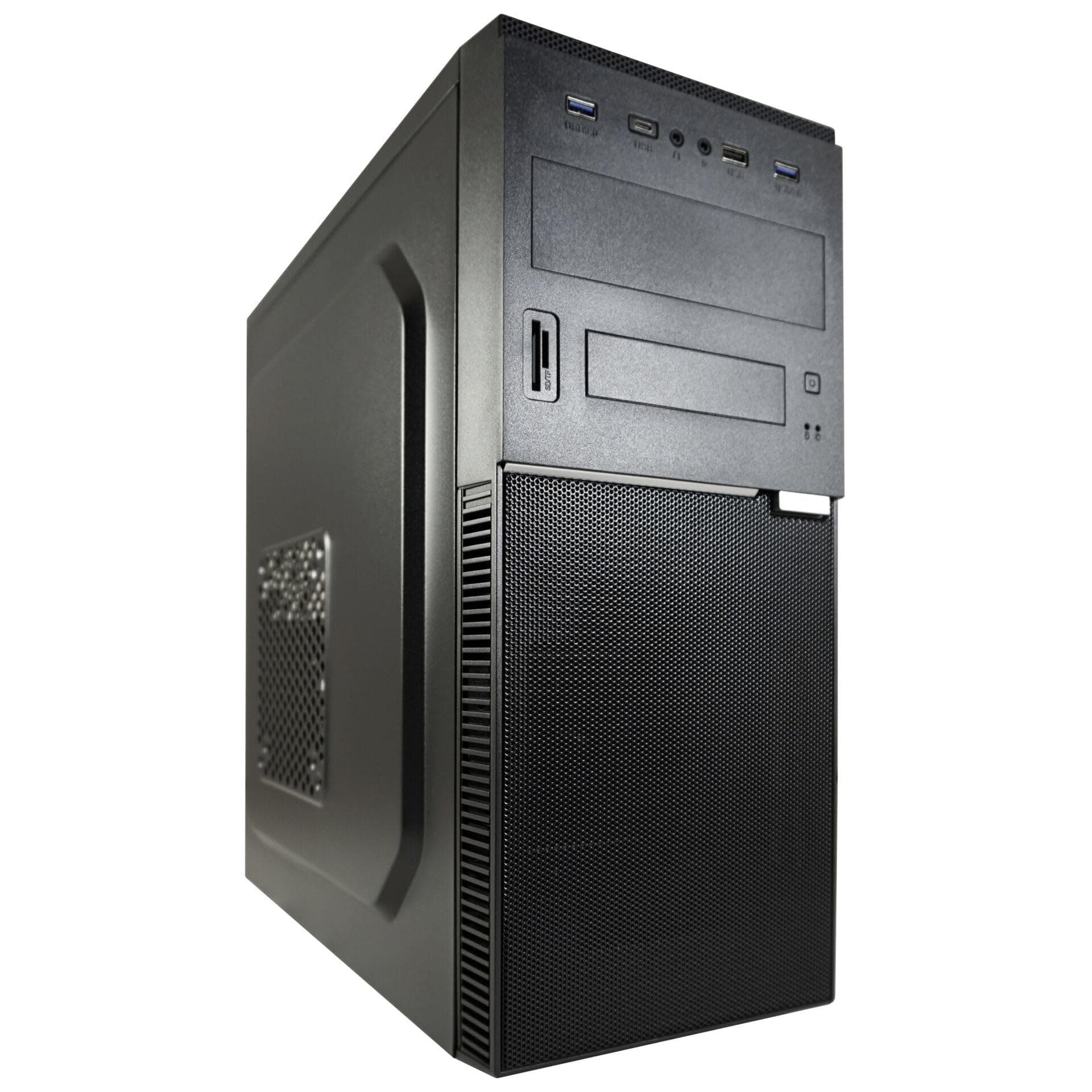 LC-POWER LC-7041B Midi-Tower Gehäuse | ATX, Micro-ATX & Mini-ITX | 350 mm GPU Support | 150 mm CPU-Kühler | USB-C & USB-A | SD/Micro-SD Kartenleser | Schwarz Mesh-Front Bild 2