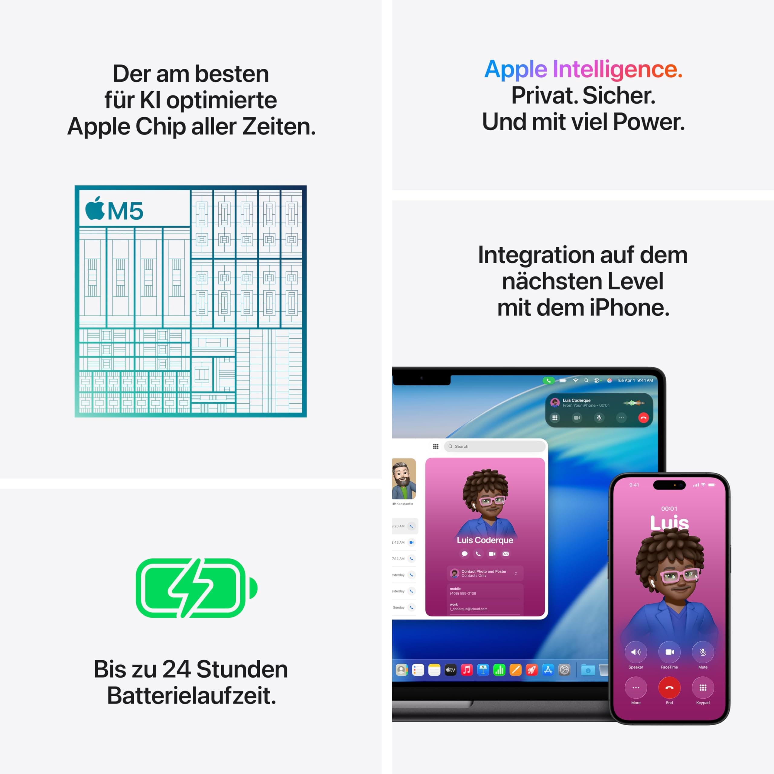Apple MacBook Pro Laptop mit M5 Chip mit 10-Core CPU und 10-Core GPU: Entwickelt für KI, 14,2" Liquid Retina XDR Display, 32 GB gemeinsamer Arbeitsspeicher, 1 TB SSD, WLAN 7; Silber 32 GB Gemeinsamer Arbeitsspeicher 1 TB SSD Silber MacBook Pro M5 ohne Netzteil Bild 5