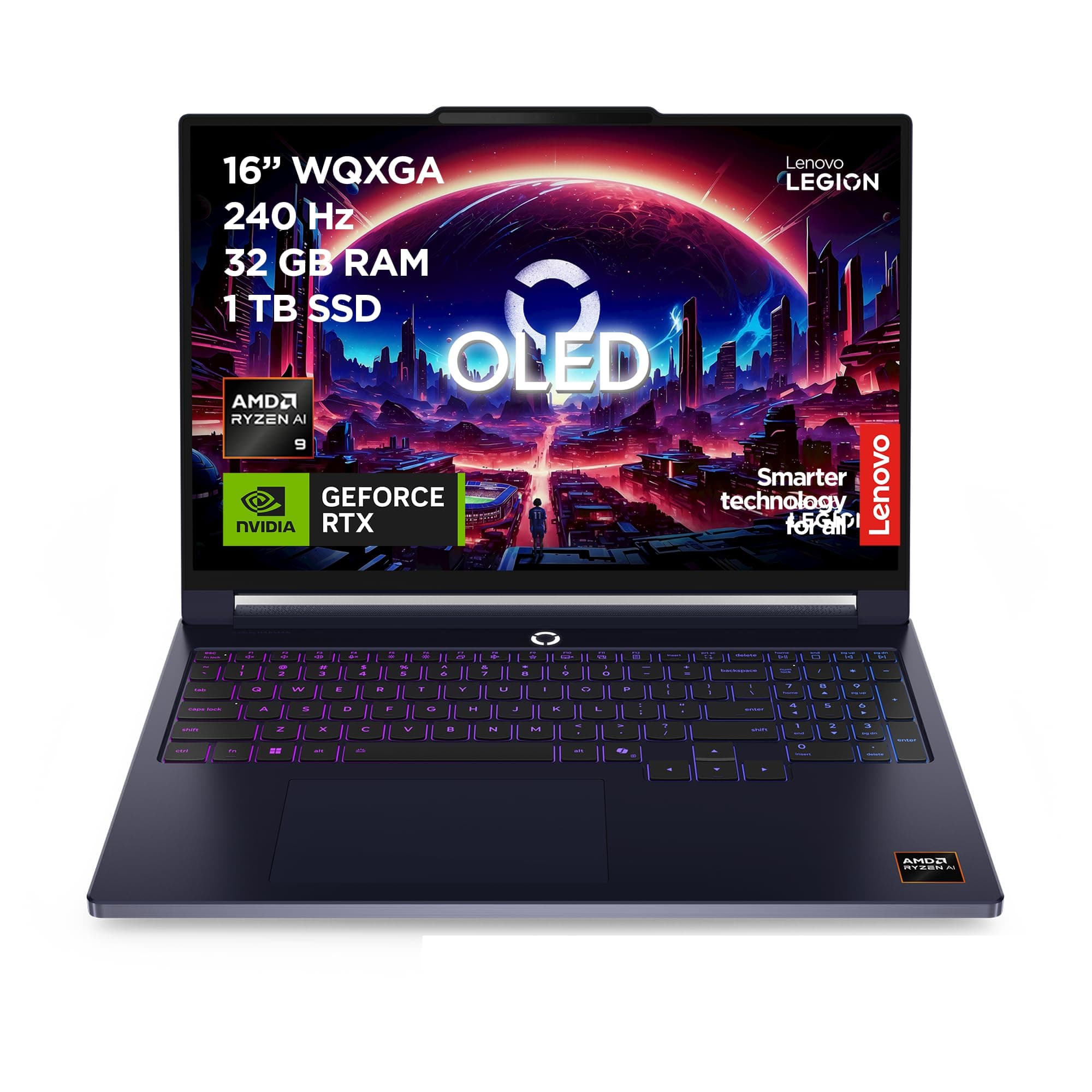 Lenovo Legion 7 Gaming AI Laptop | 16" WQXGA OLED 240Hz Display | AMD Ryzen AI 9 HX 470 | 32GB RAM | 1TB SSD | NVIDIA GeForce RTX 5060 | Windows 11 | QWERTZ | Nebula | 3 Monate GamePass