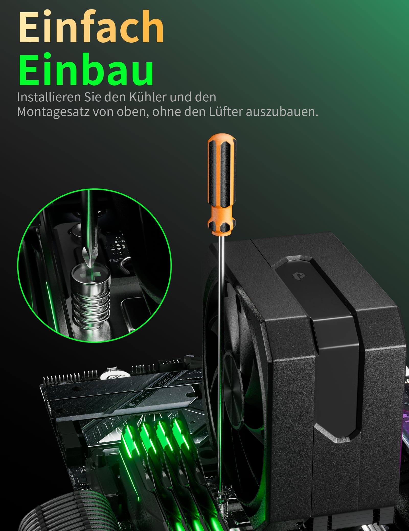 upHere gaming CPU Cooler,Single Tower 4 Heat Pipes CPU Kühler,120MM PWM Lüfter,Ohne Entfernen des Lüfters zu Installieren den CPU Kühler,für AMD AM4 AM5/Intel 2011/2066 (X79/X99),PC Kühler,up1K4. up1K4-4XΦ6mm up1K4-Schwarz Bild 7