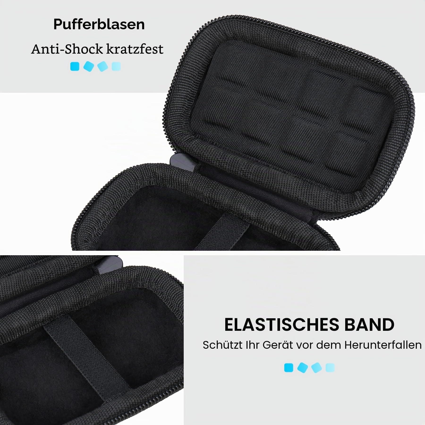 Lacdo Festplattentasche Hartschalentasche für Kingston XS1000 / XS2000 / XS1000R SSD 500GB 1TB 2TB Portable Tragbares Externes Solid-State-Laufwerk USB 3.2 Eva Stoßfest Aufbewahrungstasche, Schwarz Bild 5