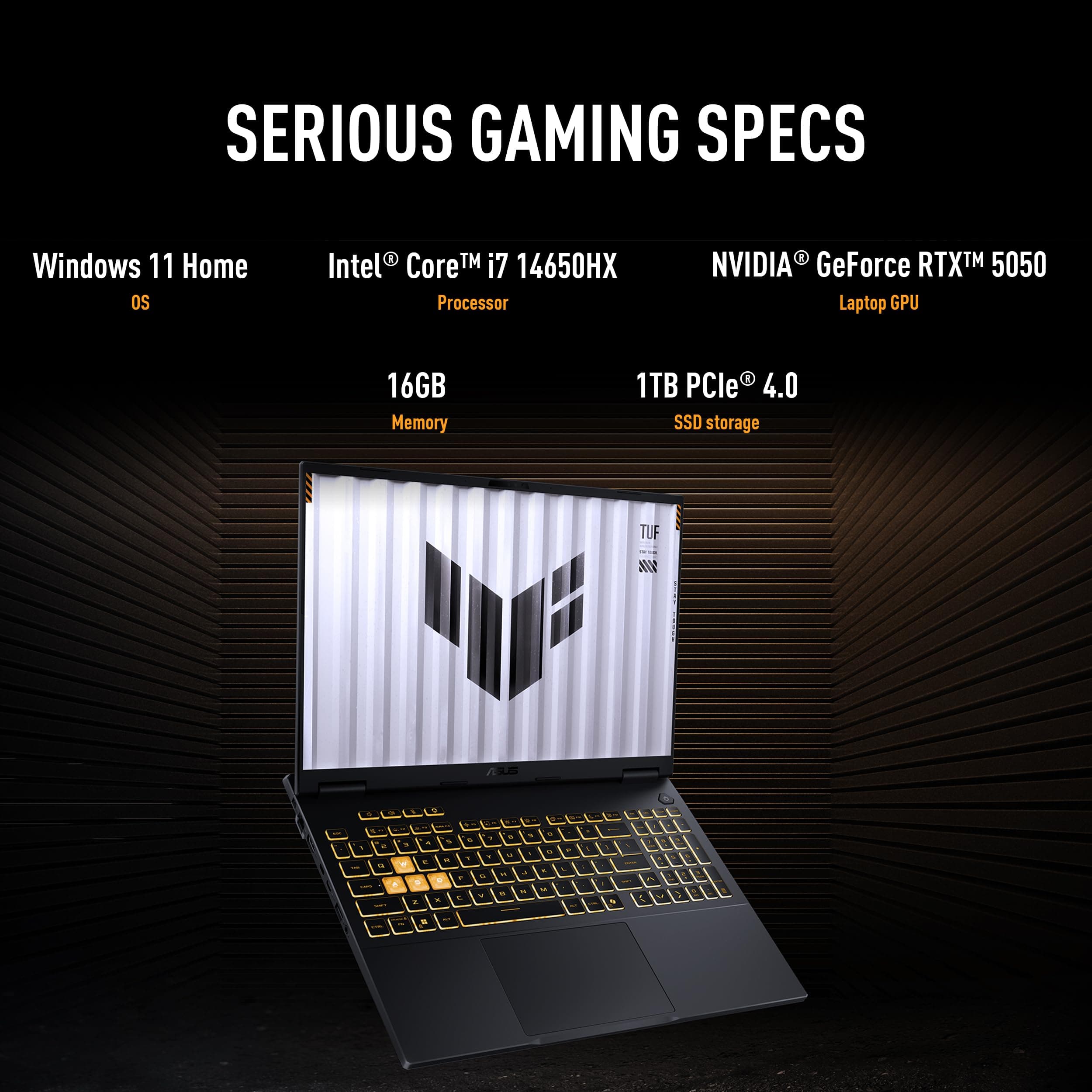 ASUS TUF Gaming F16 (2025) Gaming Laptop, 16 Zoll FHD+ 165Hz IPS-Level 16:10 Display, Intel Core i7 Prozessor 14650HX, NVIDIA GeForce RTX 5050, 16GB DDR5, 1TB PCIe Gen4 SSD, Wi-Fi 6E, Windows 11 Bild 2