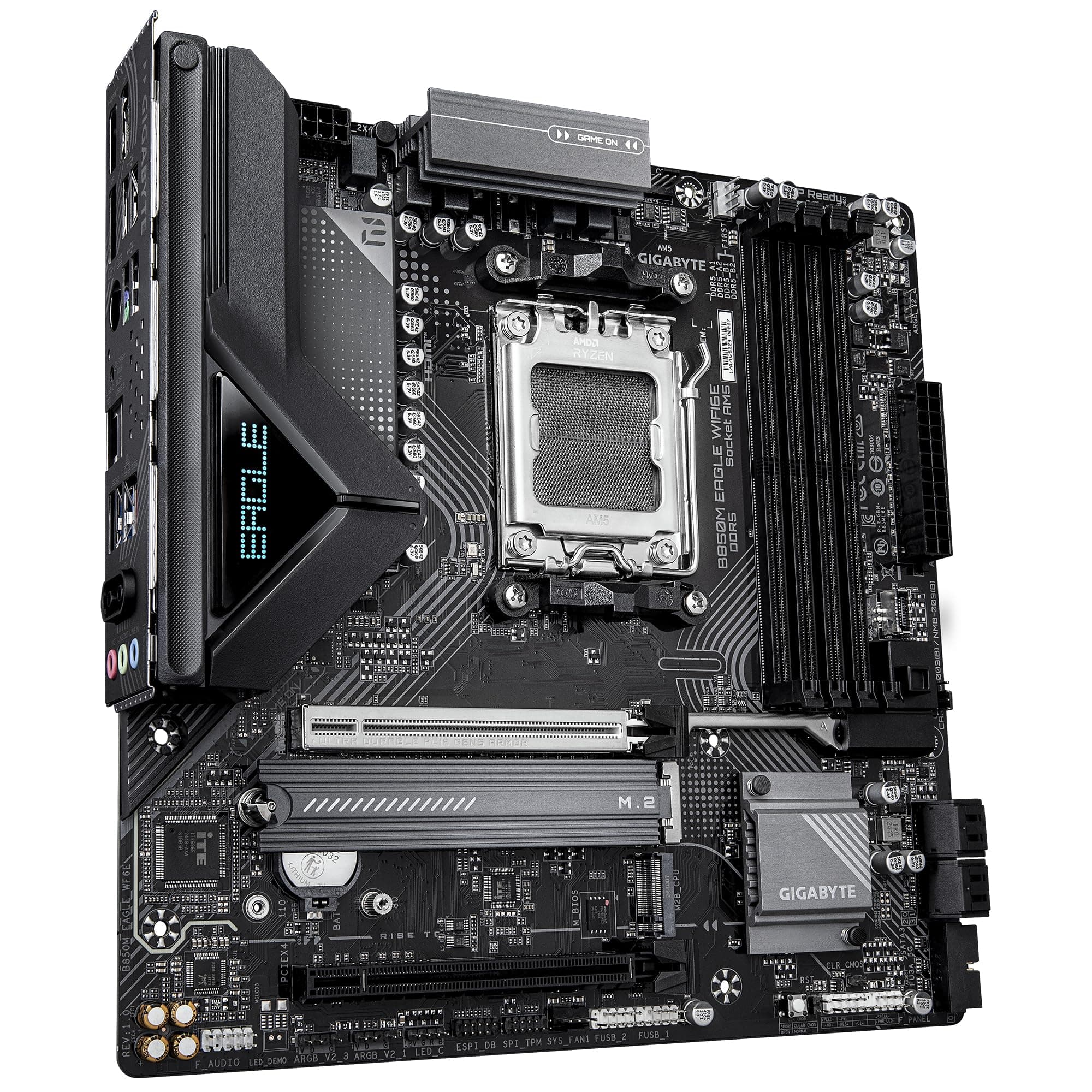GIGABYTE B850M Eagle WIFI6E Mainboard - AMD Ryzen 9000 Serie CPUs, 8+2+2 Phasen Digital-VRM, bis zu 8200MHz DDR5 (OC), 1xPCIe 5.0 + 1xPCIe 4.0 M.2, Wi-Fi 6E, 2.5GbE LAN, USB 3.2 Gen 2 Bild 5