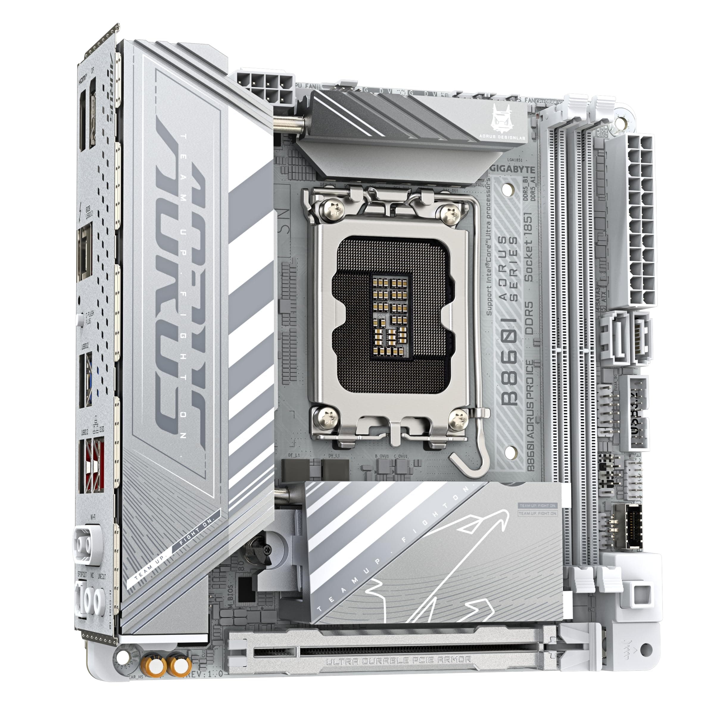 GIGABYTE B860I AORUS PRO Ice Mainboard - Intel Core Ultra CPUs, 8+1+2+1 Phasen VRM, bis zu 9200MHz DDR5, 1xPCIe 5.0 + 1xPCIe 4.0 M.2, 2,5 GbE LAN, WiFi 7, Thunderbolt 4 Bild 5