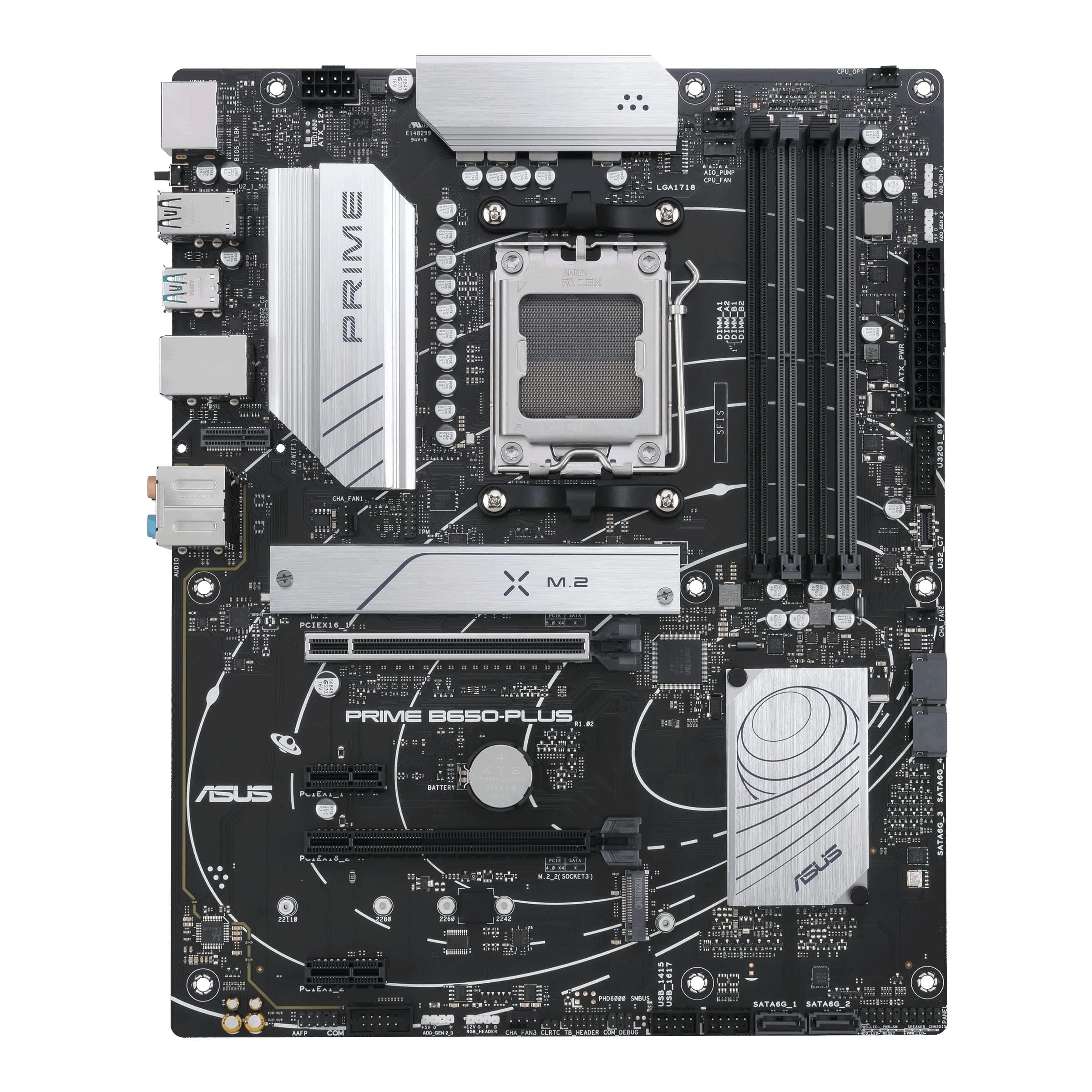 ASUS Prime B650-PLUS CSM Mainboard Sockel AMD AM5 (Ryzen 7000, ATX, DDR5 Speicher, PCIe 5.0 M.2, 2.5G Ethernet, BIOS Flashback, USB 3.2 Gen 2 Typ-C, Aura Sync) Bild 2