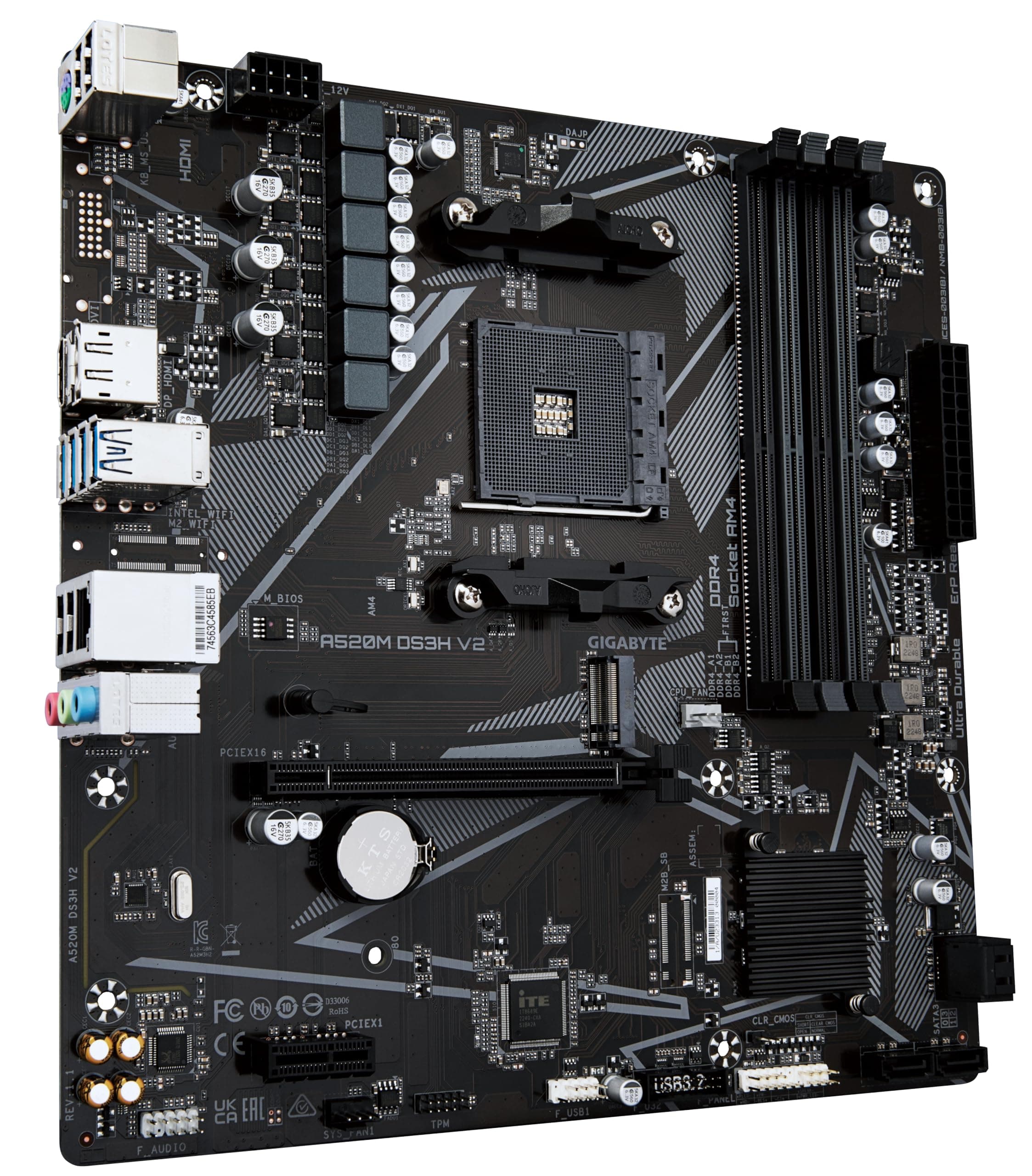 GIGABYTE A520M DS3H V2 Mainboard - Unterstützt AMD Ryzen 5000 Serie AM4 CPUs, bis zu 4733 MHz DDR4 (OC), PCIe 3.0 x16, GbE LAN, USB 3.2 Gen 1 Bild 3
