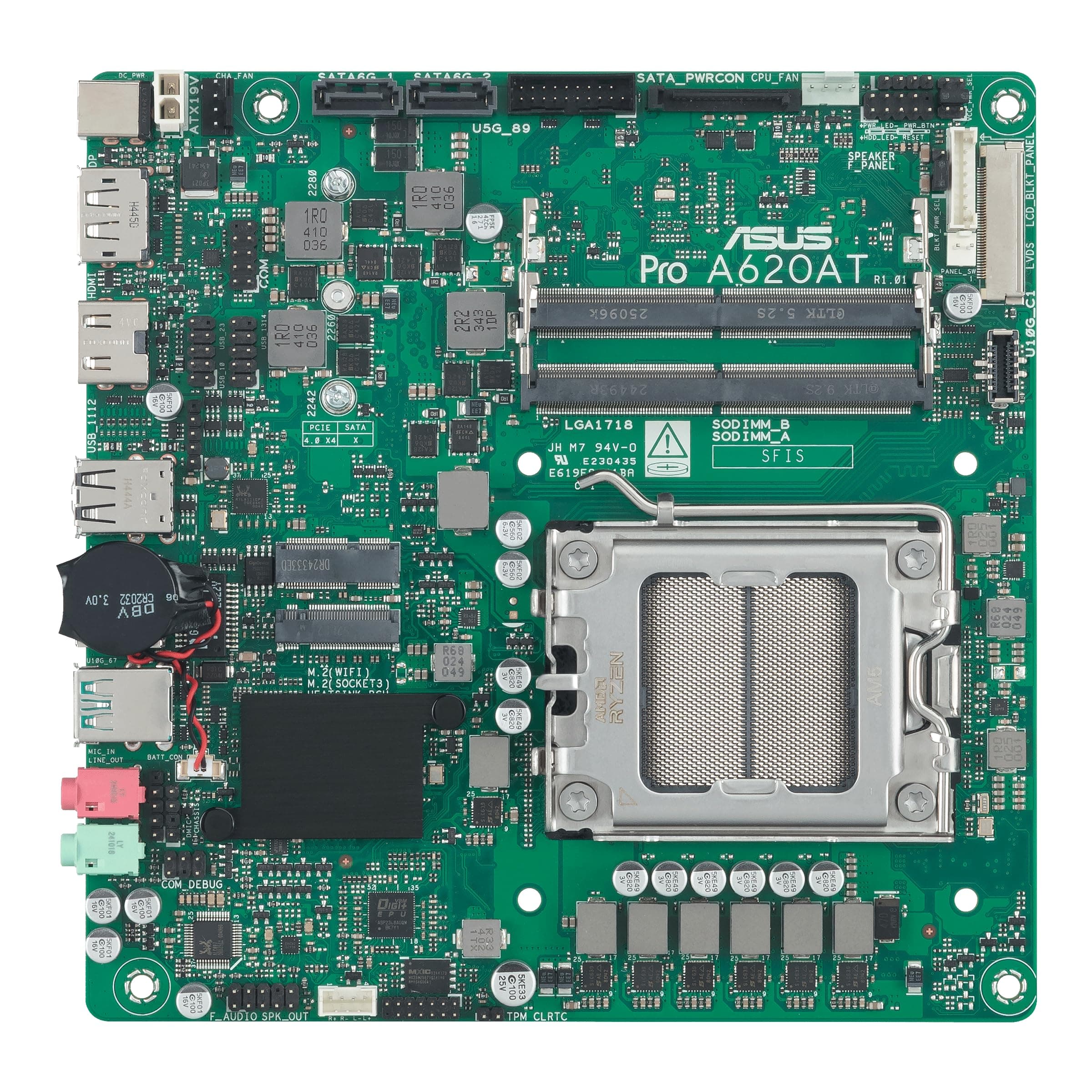 ASUS PRO A620AT-CSM Business Mainboard Sockel AMD AM5 (Thin Mini-ITX, PCIe 4.0 M.2, DDR5 SO-DIMM, Q-LED Core, COM Debug Header, Control Center Express) Bild 3