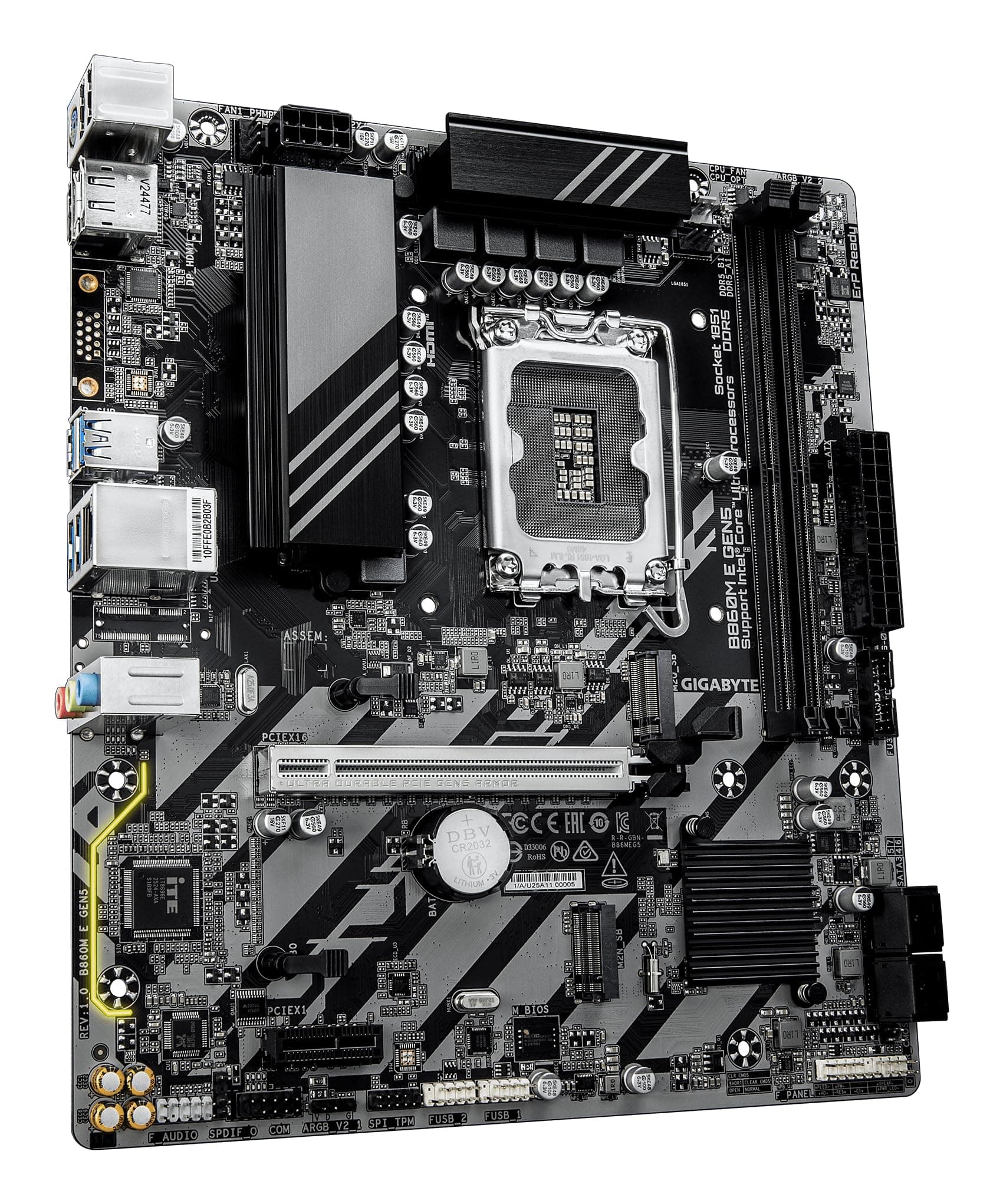GIGABYTE B860M E GEN5 Mainboard – Intel Core Ultra CPUs, 4+1+2-Phasen-VRM, bis zu 8800 MHz DDR5 (O.C.), 2× PCIe-4.0-M.2, 1-GbE-LAN, USB 3.2 Gen 1 Bild 5