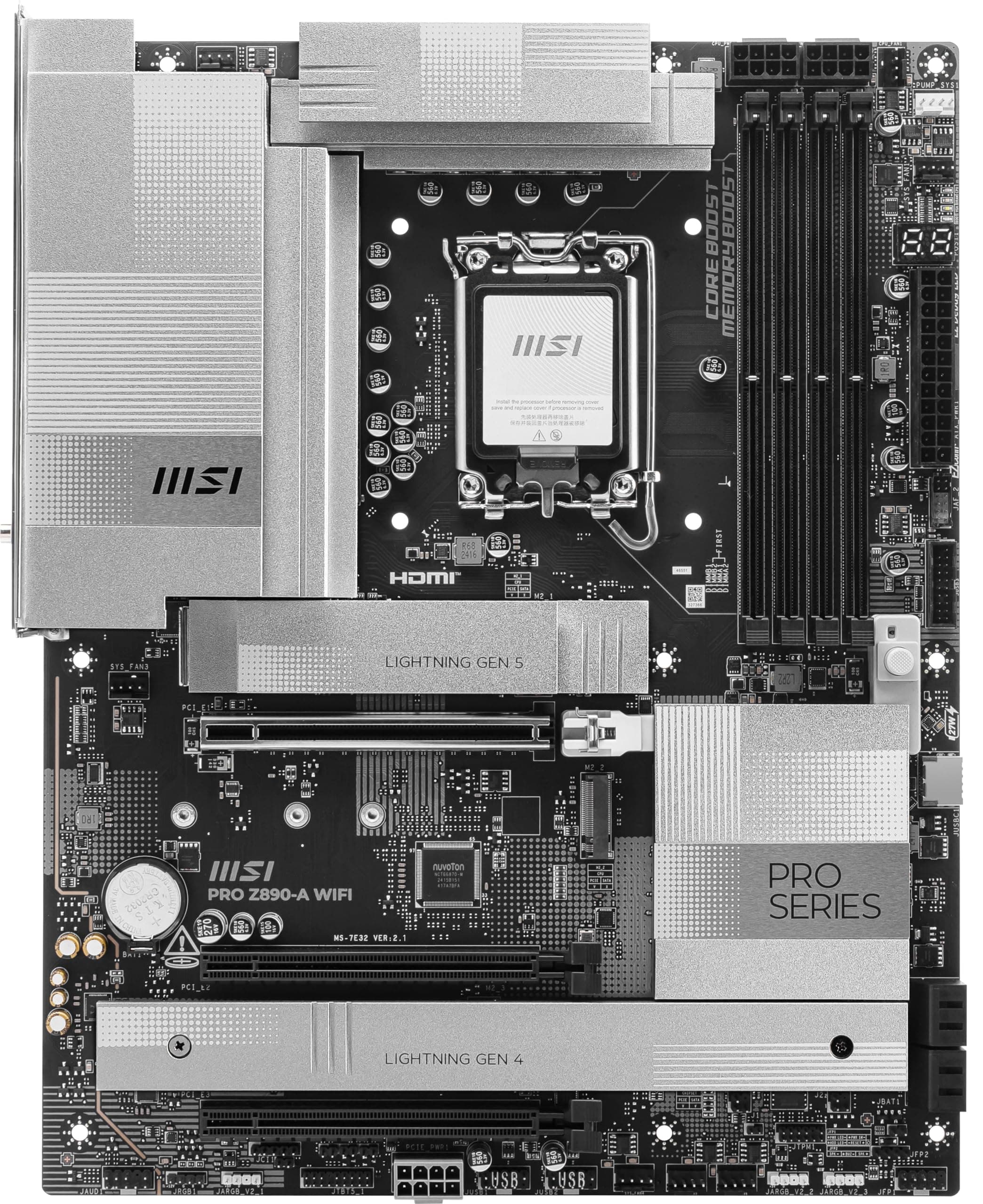 MSI PRO Z890-A WiFi ProSeries Motherboard (unterstützt Core Ultra Series 2 Intel Prozessoren, LGA 1851, DDR5, PCIe 5.0, M.2, SATA, 5Gbps LAN, USB Type-C, Wi-Fi 7, Bluetooth 5.4, Thunderbolt 4, ATX) Bild 3