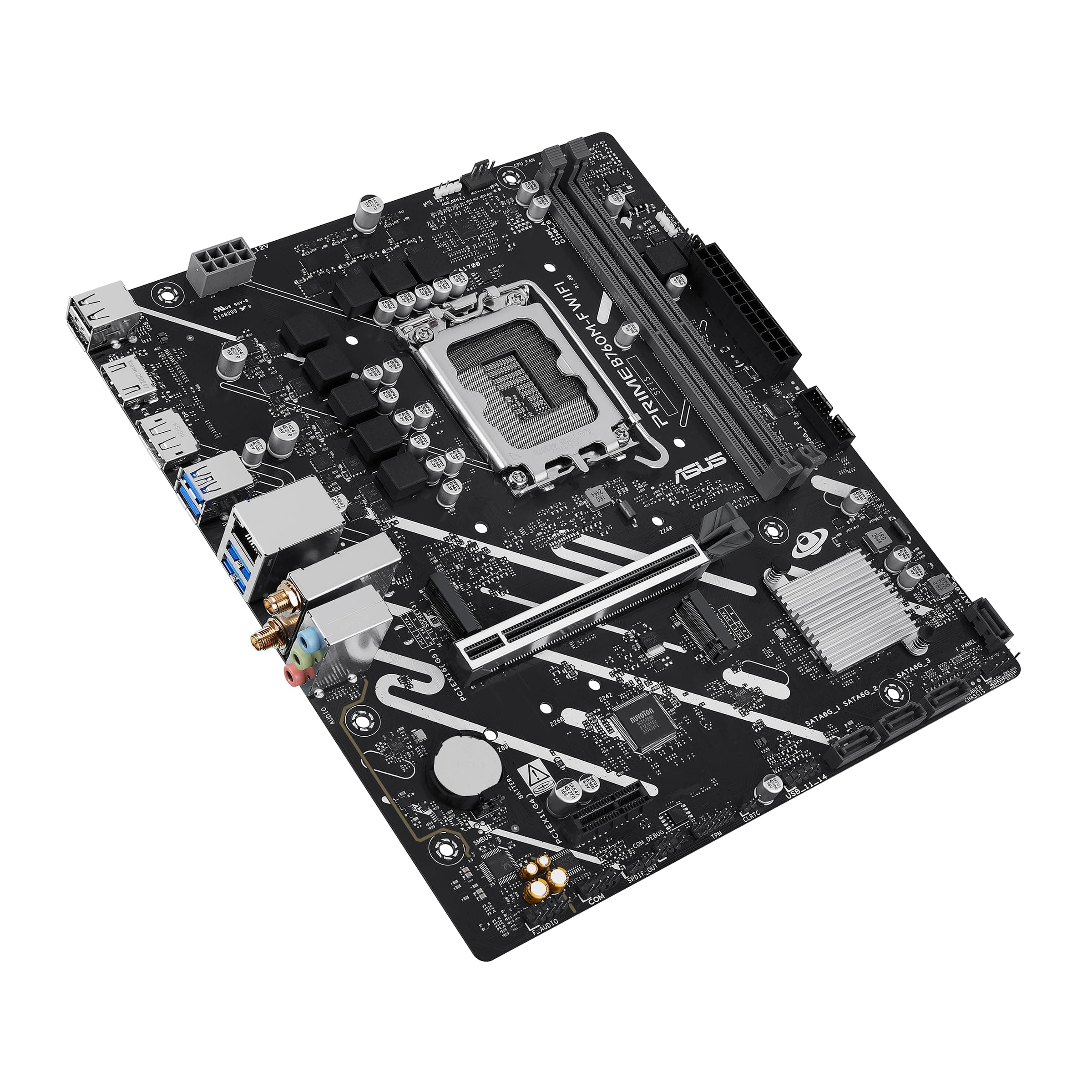 ASUS PRIME B760M-F WIFI Intel B760 LGA 1700 micro-ATX Mainboard (PCIe 5.0, zwei PCIe 4.0 M.2 Slots, DDR5, WiFi 6, Realtek 1Gb Ethernet, DisplayPort, HDMI, SATA 6Gbps, Front USB 5Gbps Ports, Aura Sync) Bild 7