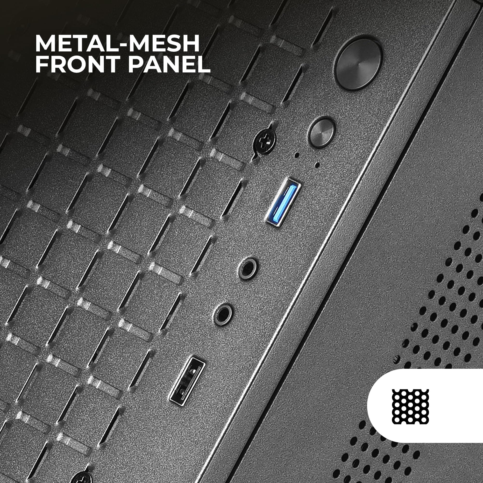 Mars Gaming MC-1000, Kompaktes MicroATX-Gehäuse, Metall-Mesh-Frontdesign, Volles Seitenfenster, 1x Ultra-Silent FDB 80mm Lüfter, Schwarz Bild 3