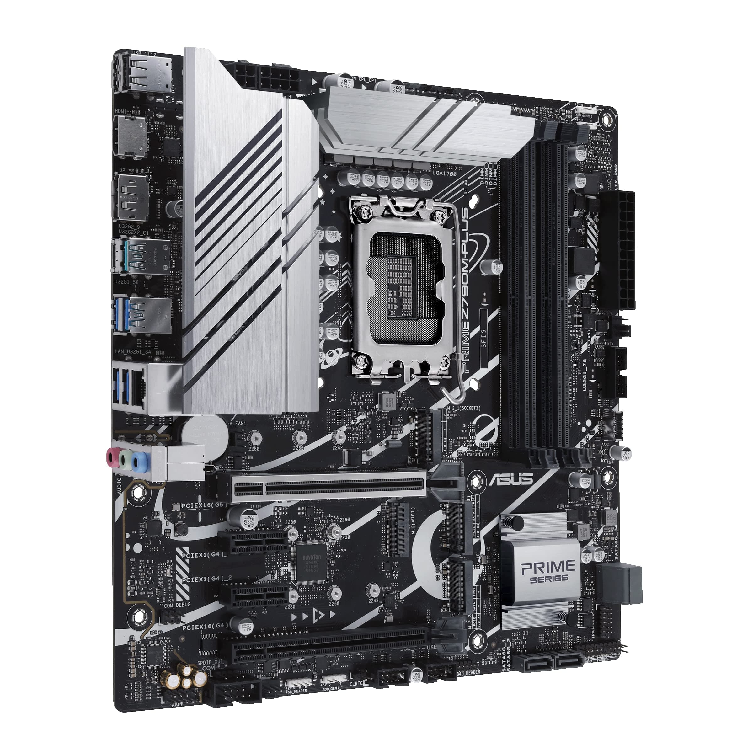 ASUS Prime Z790M-Plus LGA 1700 (Intel 14., 12. und 13. Generation) microATX-Motherboard (PCIe 5.0, 3 x M.2 Steckplätze, 10 + 1 DrMOS, DDR5, 1 GB LAN, DP, USB 3.2 Gen2 Type-C, Front-USB 3.2 Gen 1 Bild 3